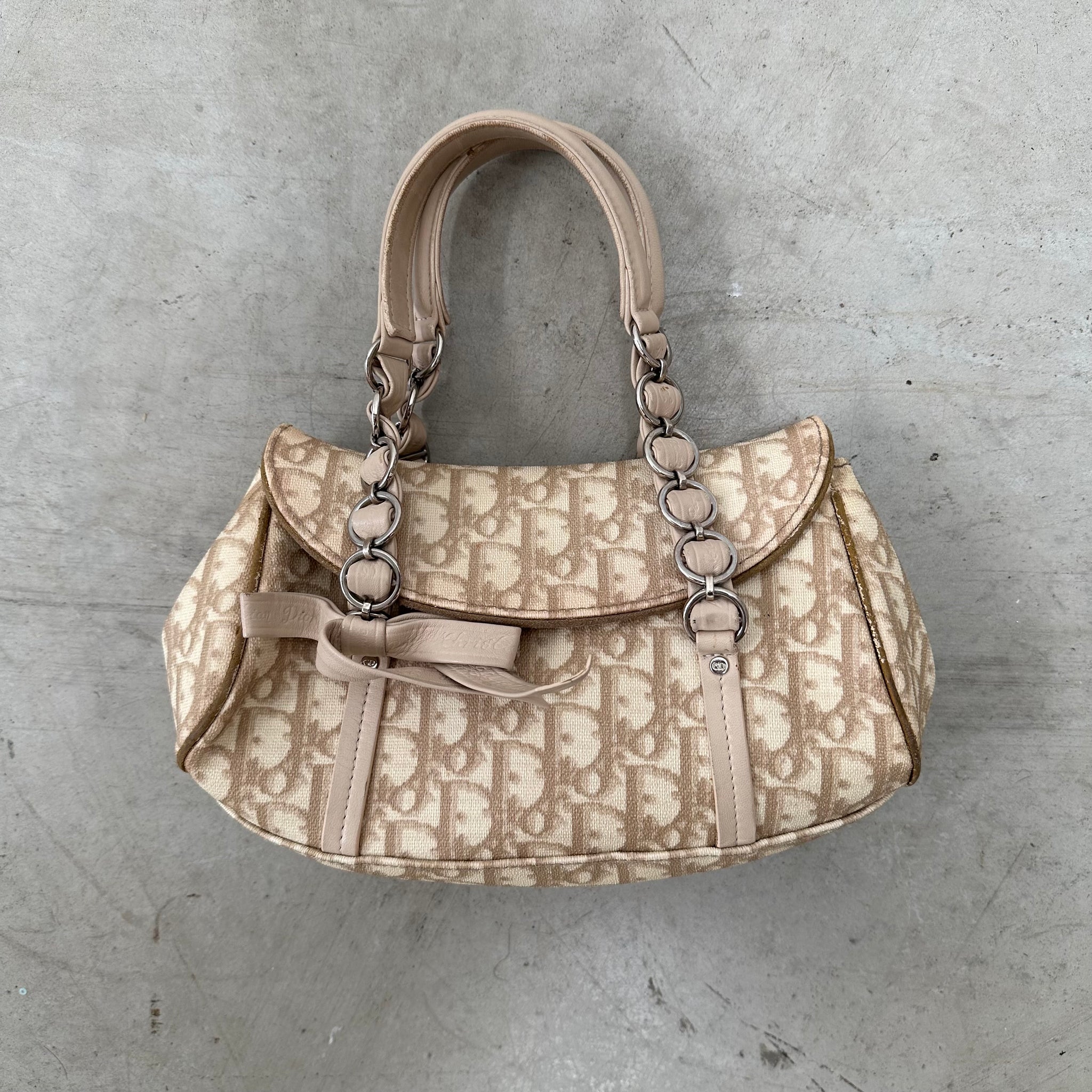 Christian Dior PVC and Leather Beige Romantic Shoulder Bag