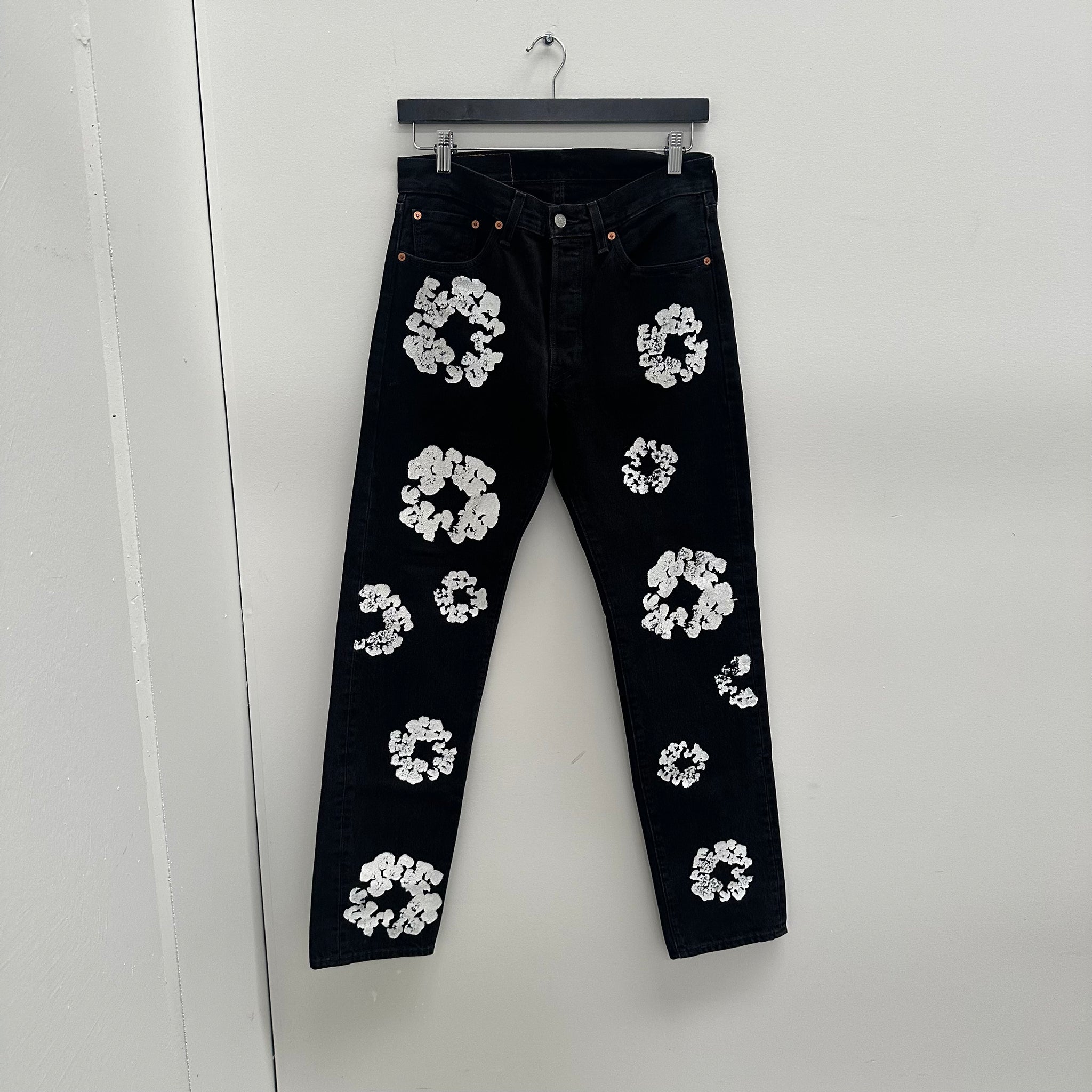 Denim Tears Levi's Cotton Wreath Black Jeans 30 X 32