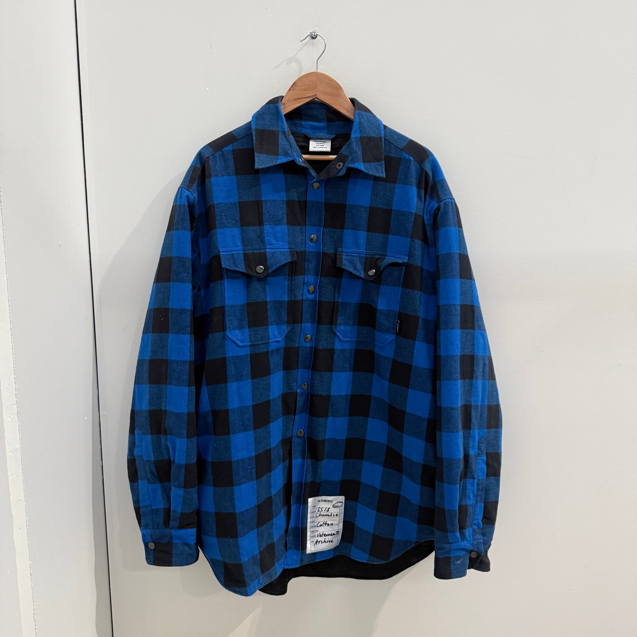 Vetements Blue Oversized Flannel SS18 Shirt (fits L-XL)