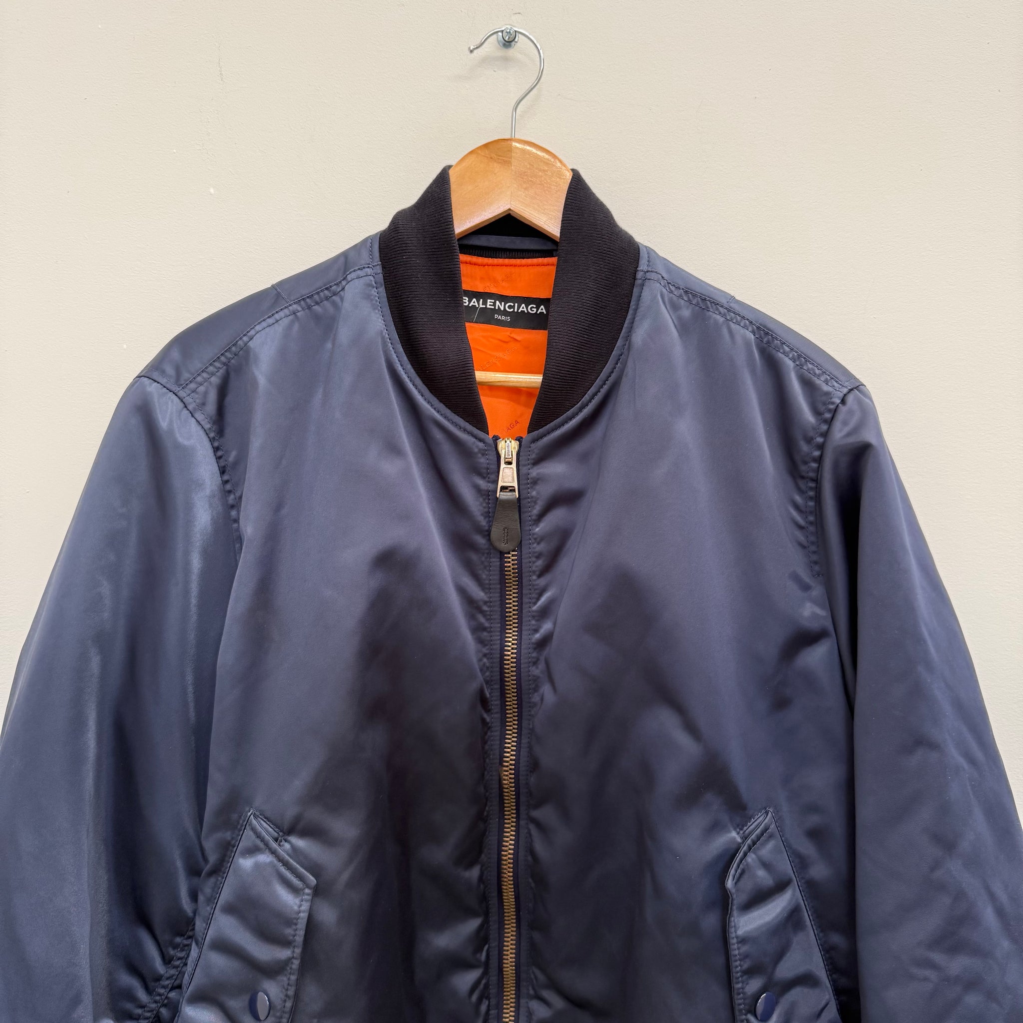 Balenciaga Campaign Logo Bomber Jacket Navy (Size 48)