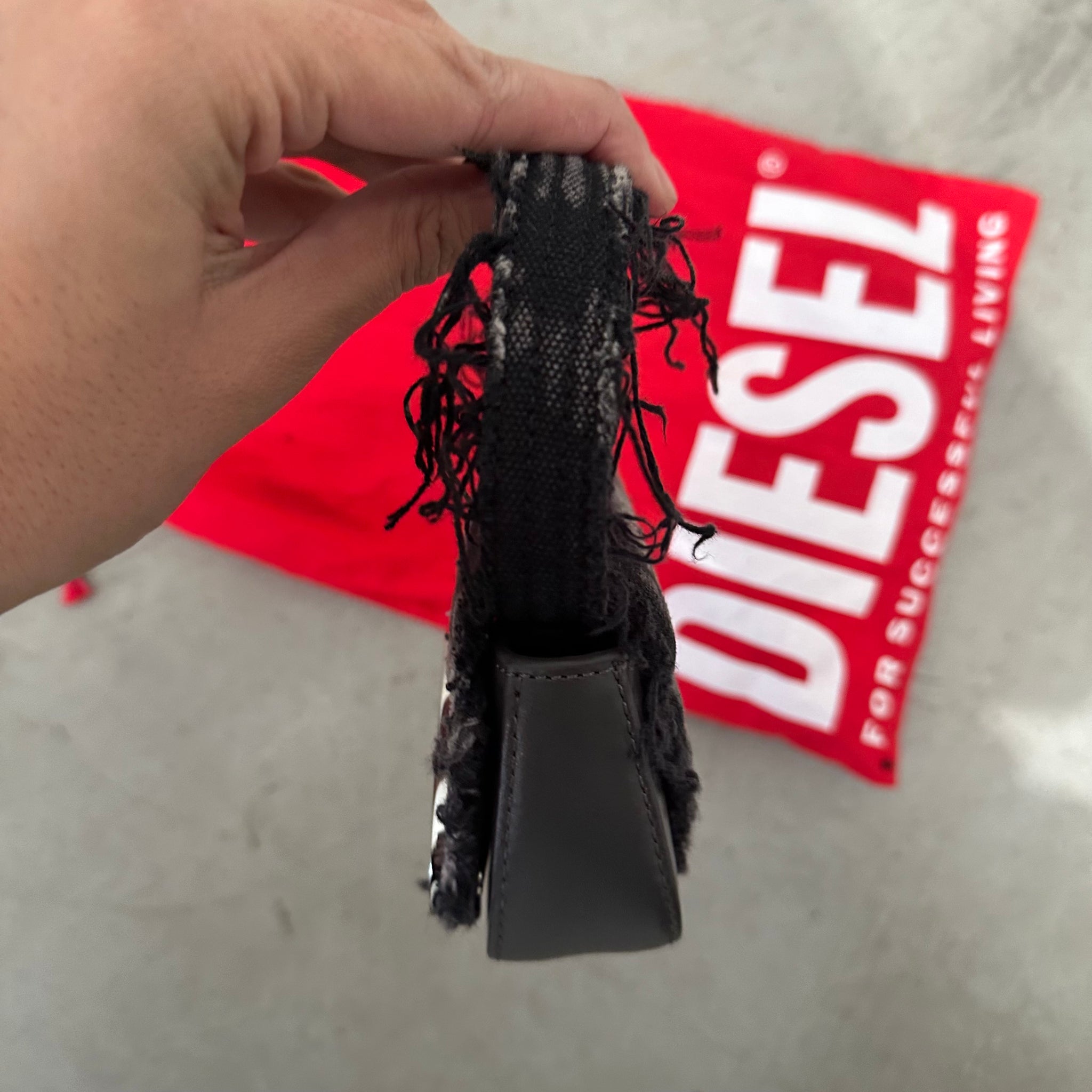 Diesel Black 1DR XS Logo Plaque Bag