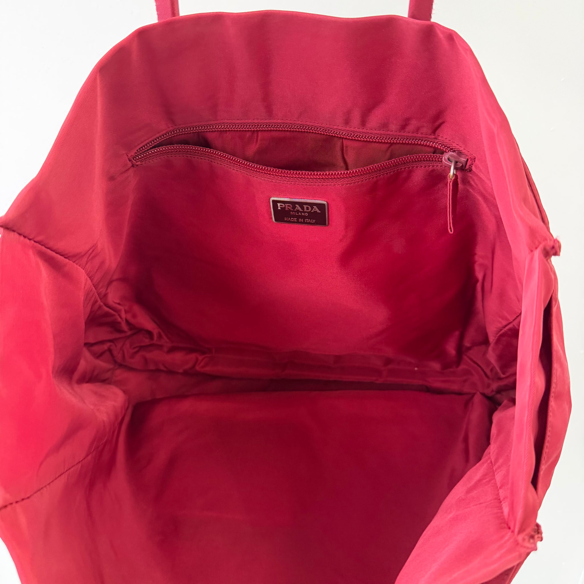 Prada Rectangle Tote Bag Nylon Cherry Red