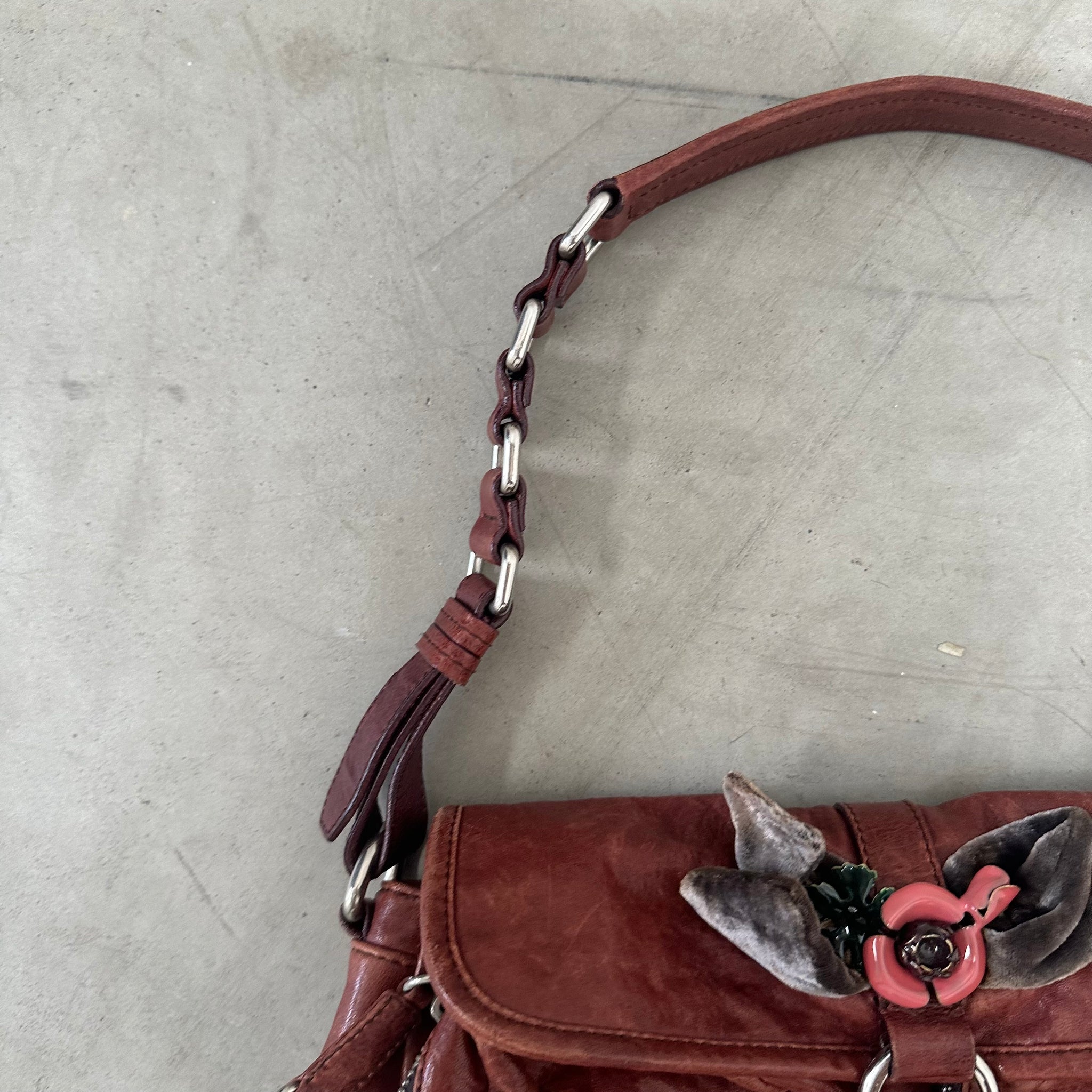 Miu Miu Brown Metal Flower Shoulder Bag