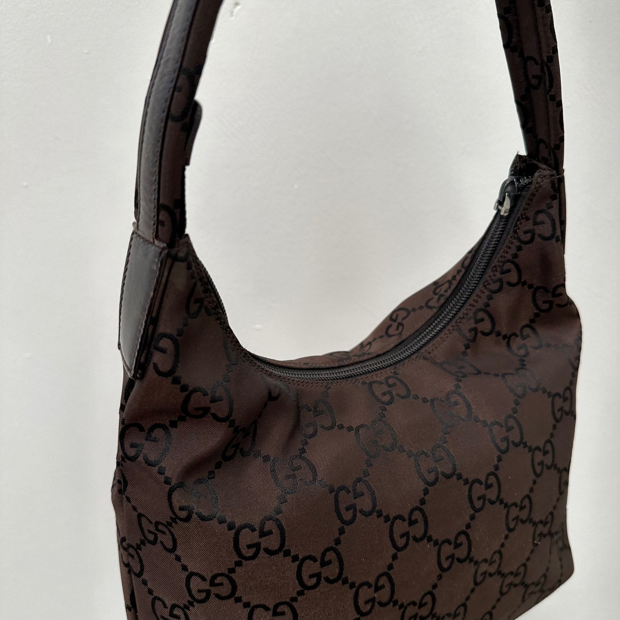 Gucci GG Print Shoulder Bag Brown