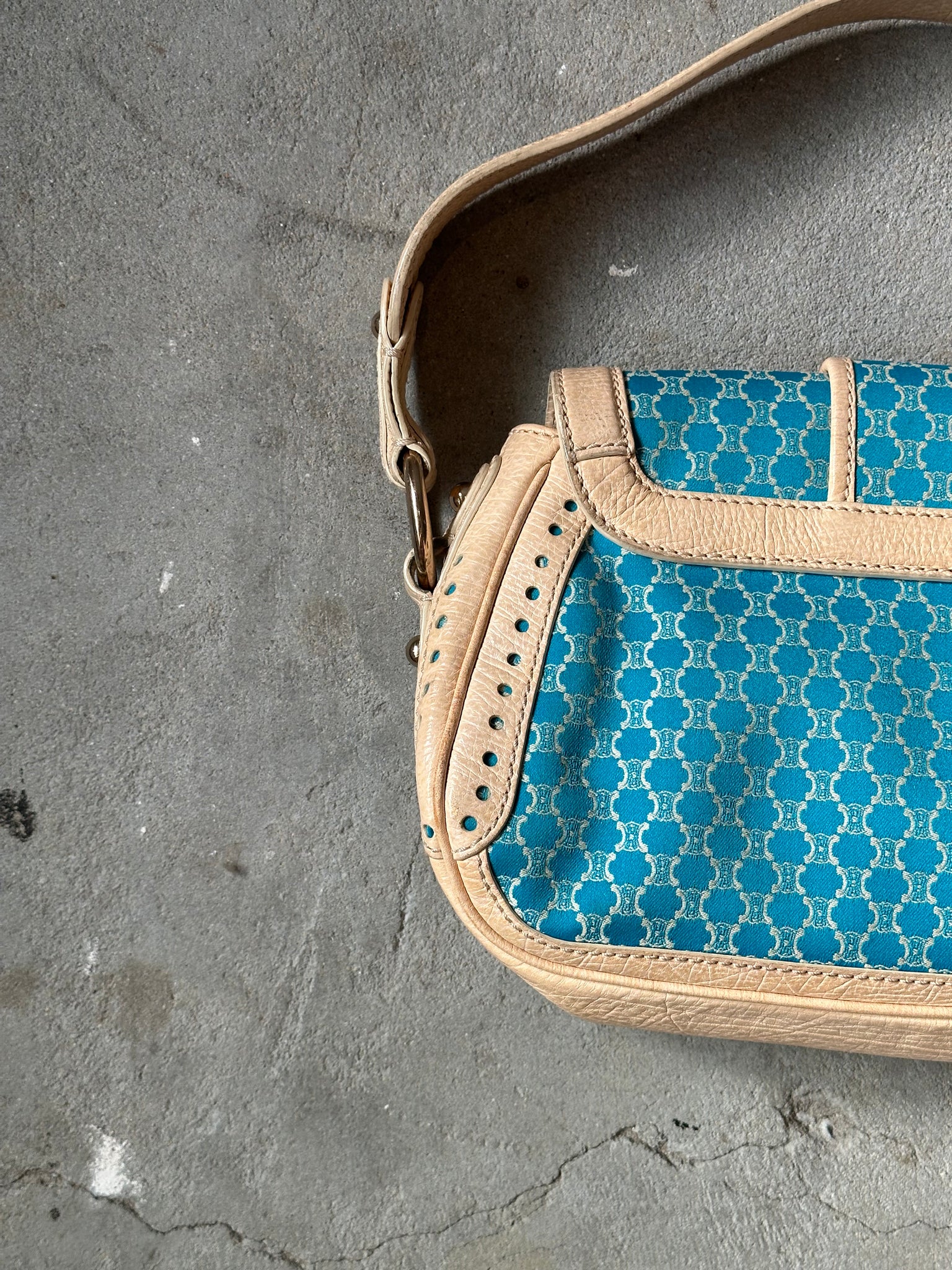 Celine Macadam Triomphe Shoulder Bag Blue/Beige