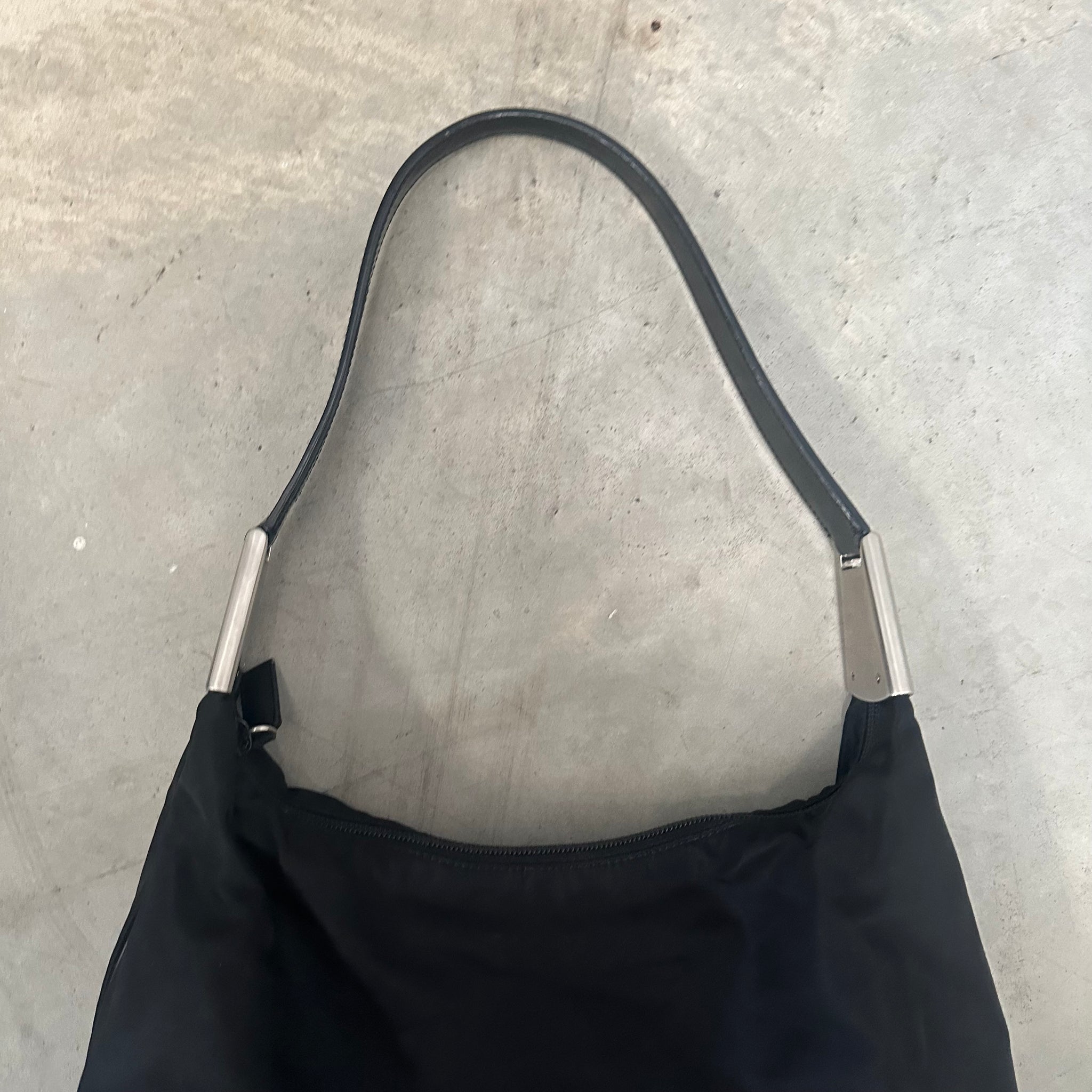 Prada Metal Side Shoulder Bag Nylon Black