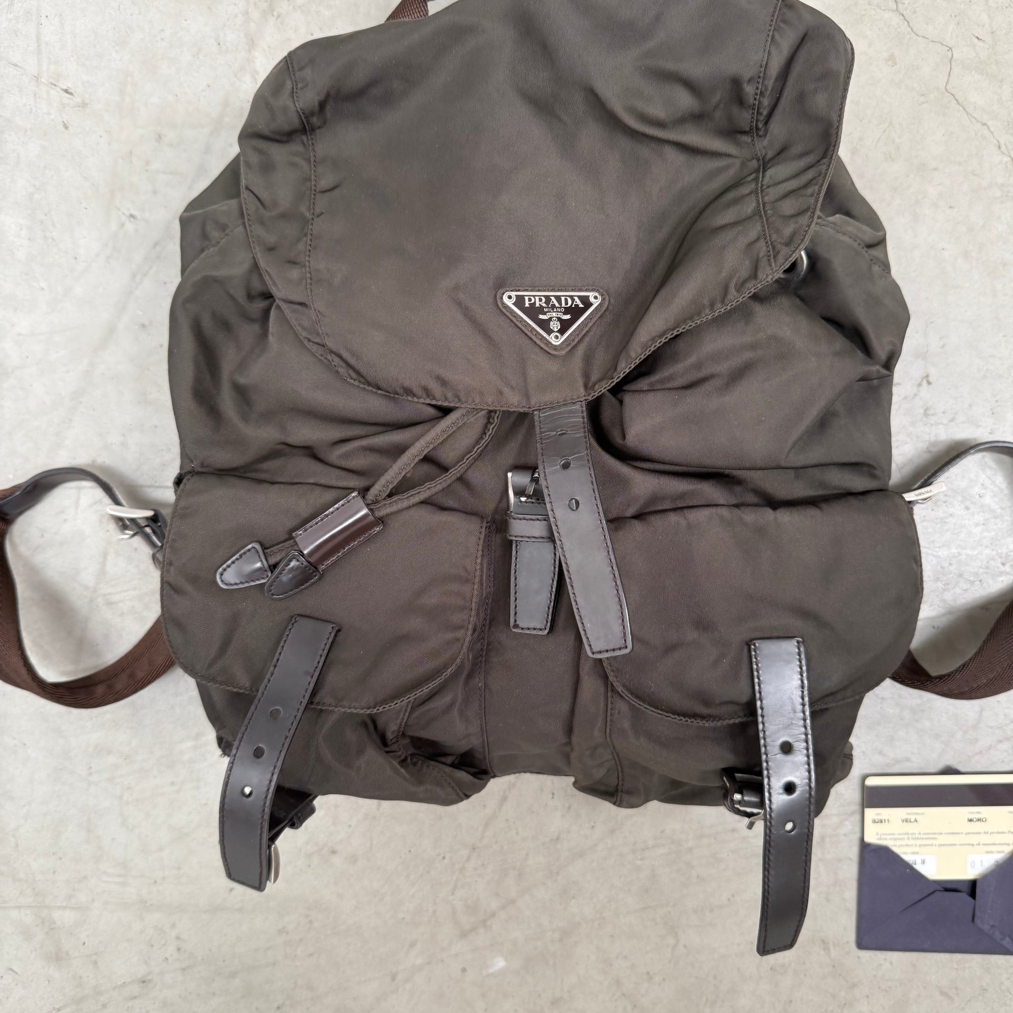 Prada Nylon Chocolate Brown Back Pack Bag