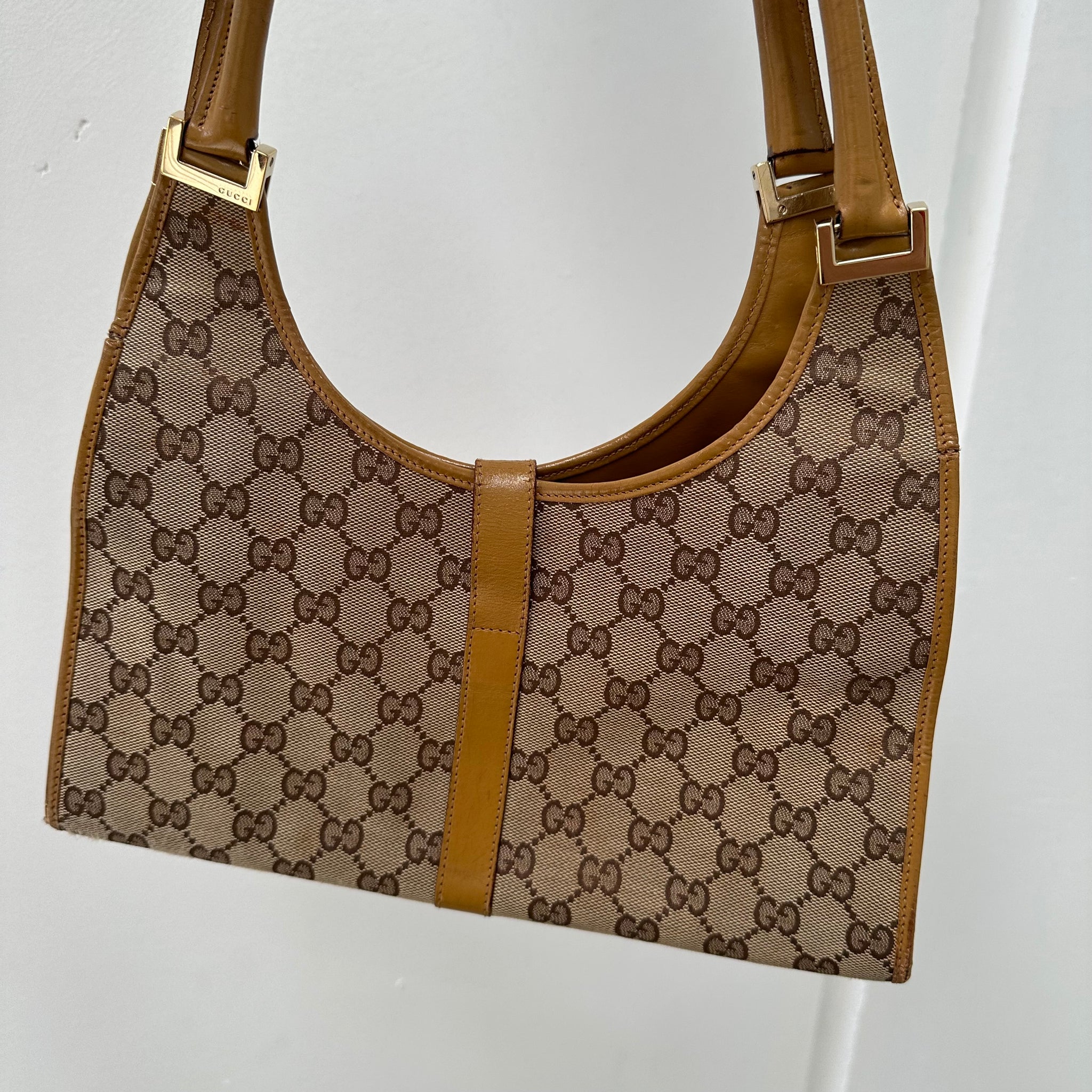 Gucci GG Print Jackie Shoulder Bag Beige