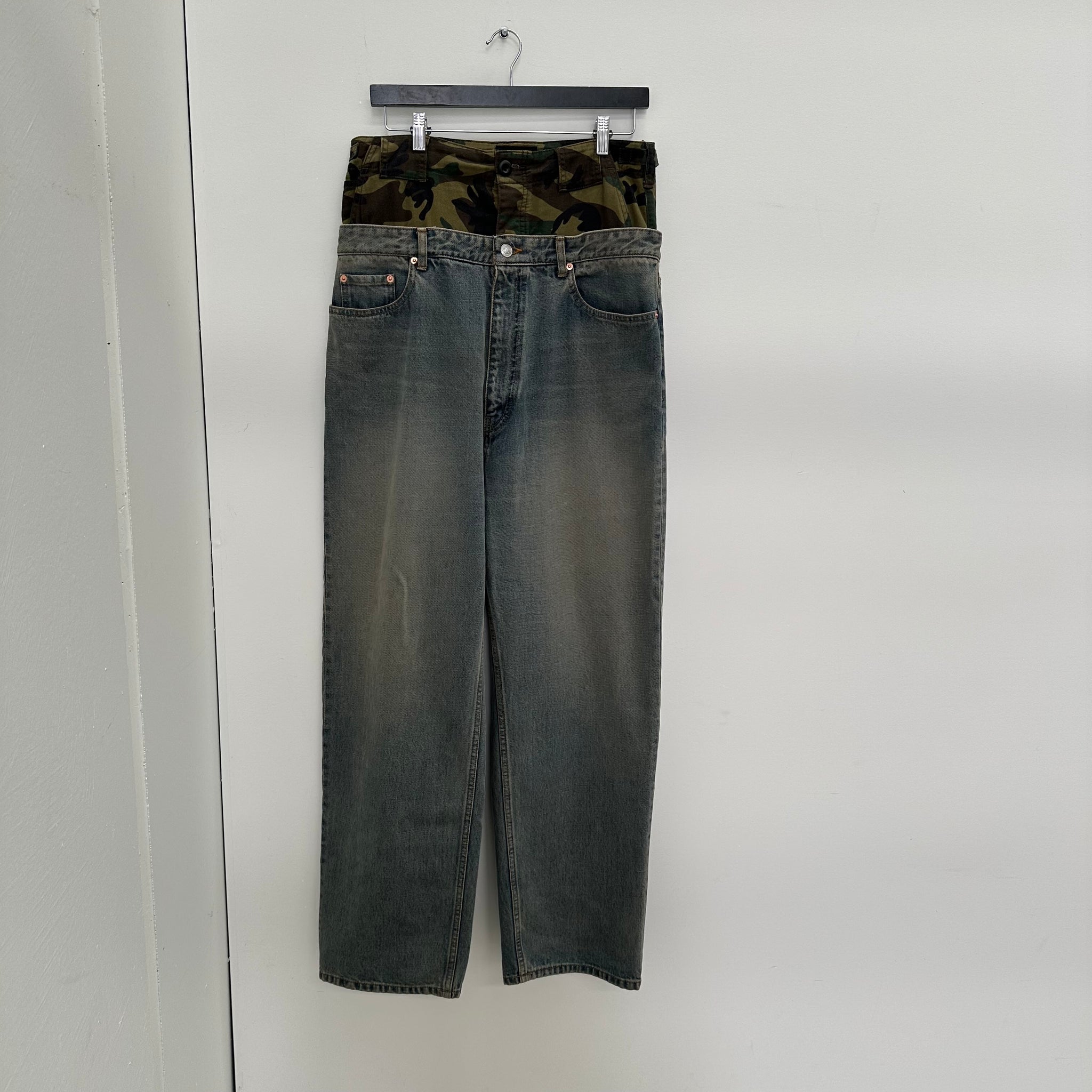 Balenciaga FW21 Afterworld Double Waisted Camo Denim (Size M)