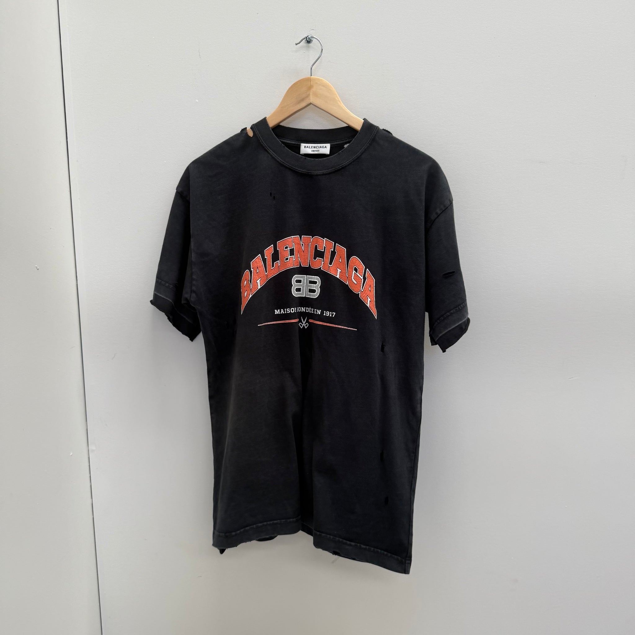 Balenciaga Distressed Maison Logo T-shirt (fits M-L)