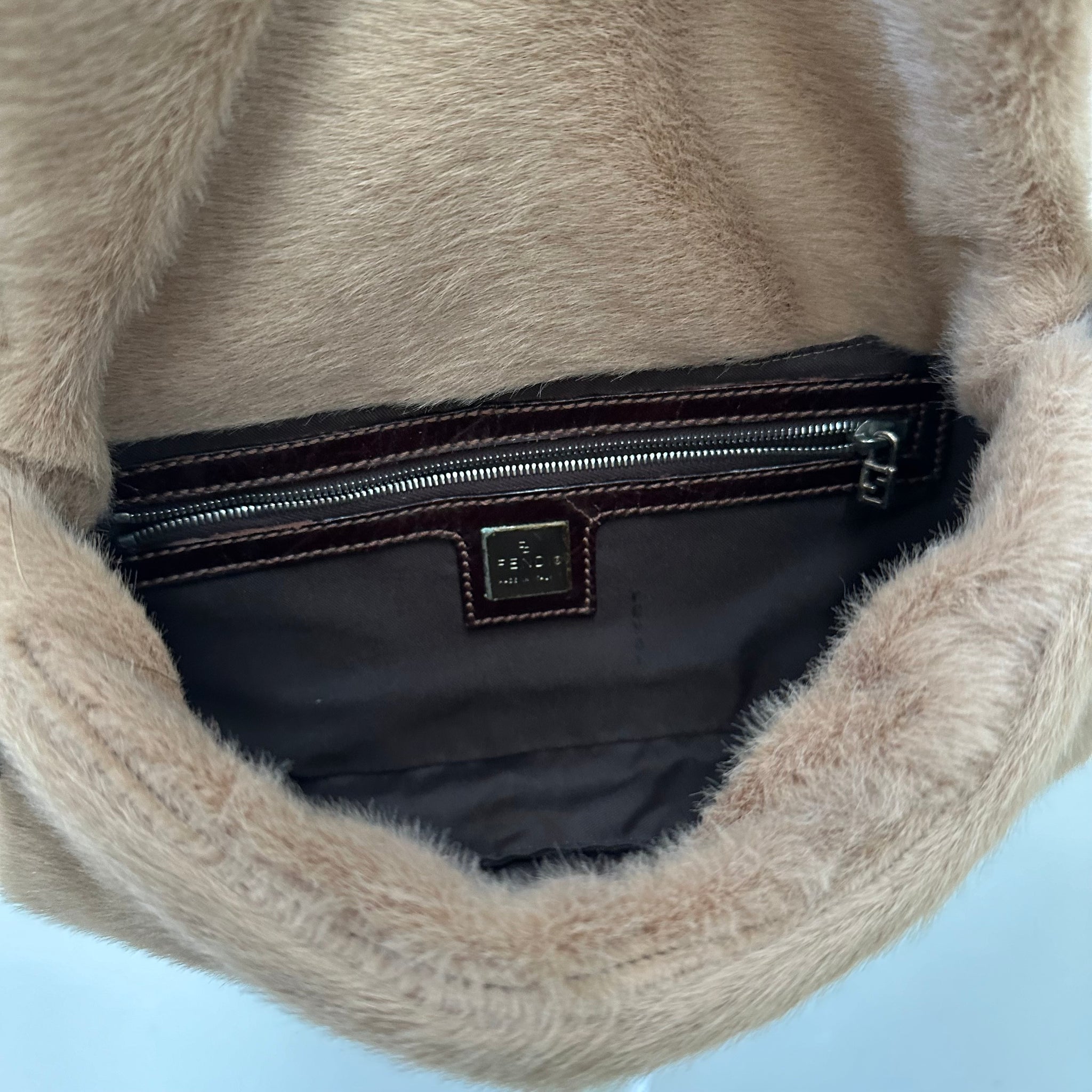 Fendi Brown Mink Baguette Bag