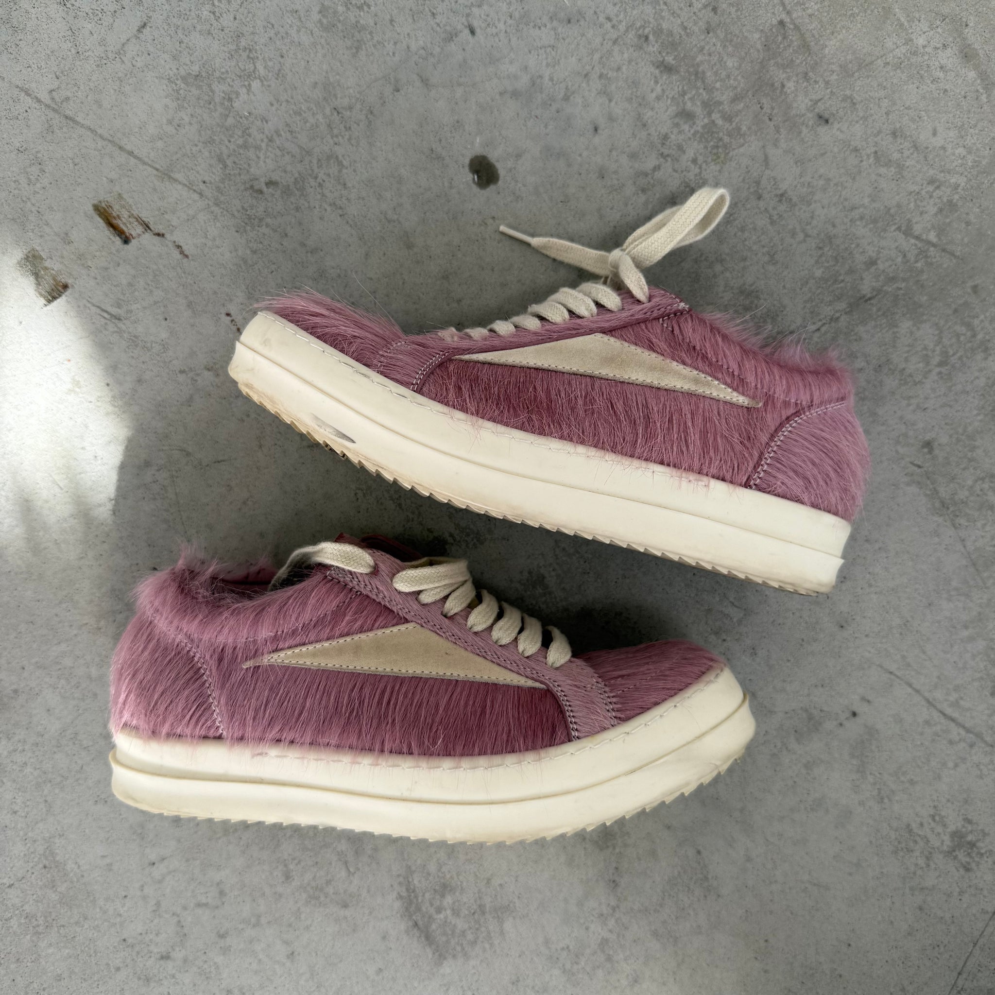 Rick Owens Vintage Pink Fur Sneakers (Size 36)
