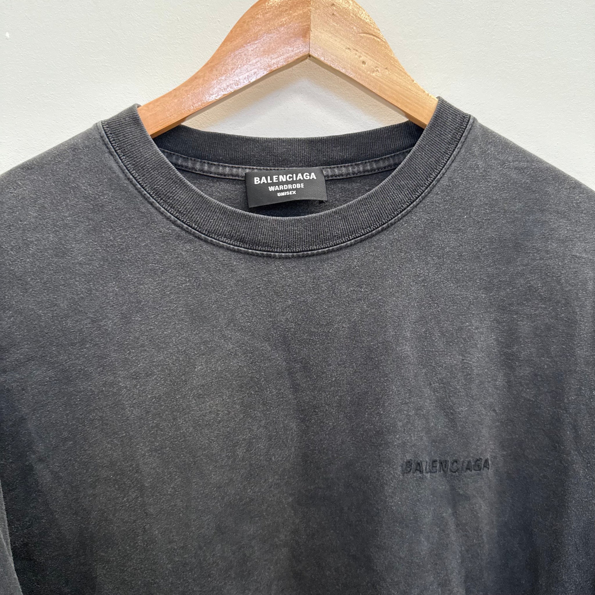 Balenciaga Black Embroided Logo T Shirt (Size XL)
