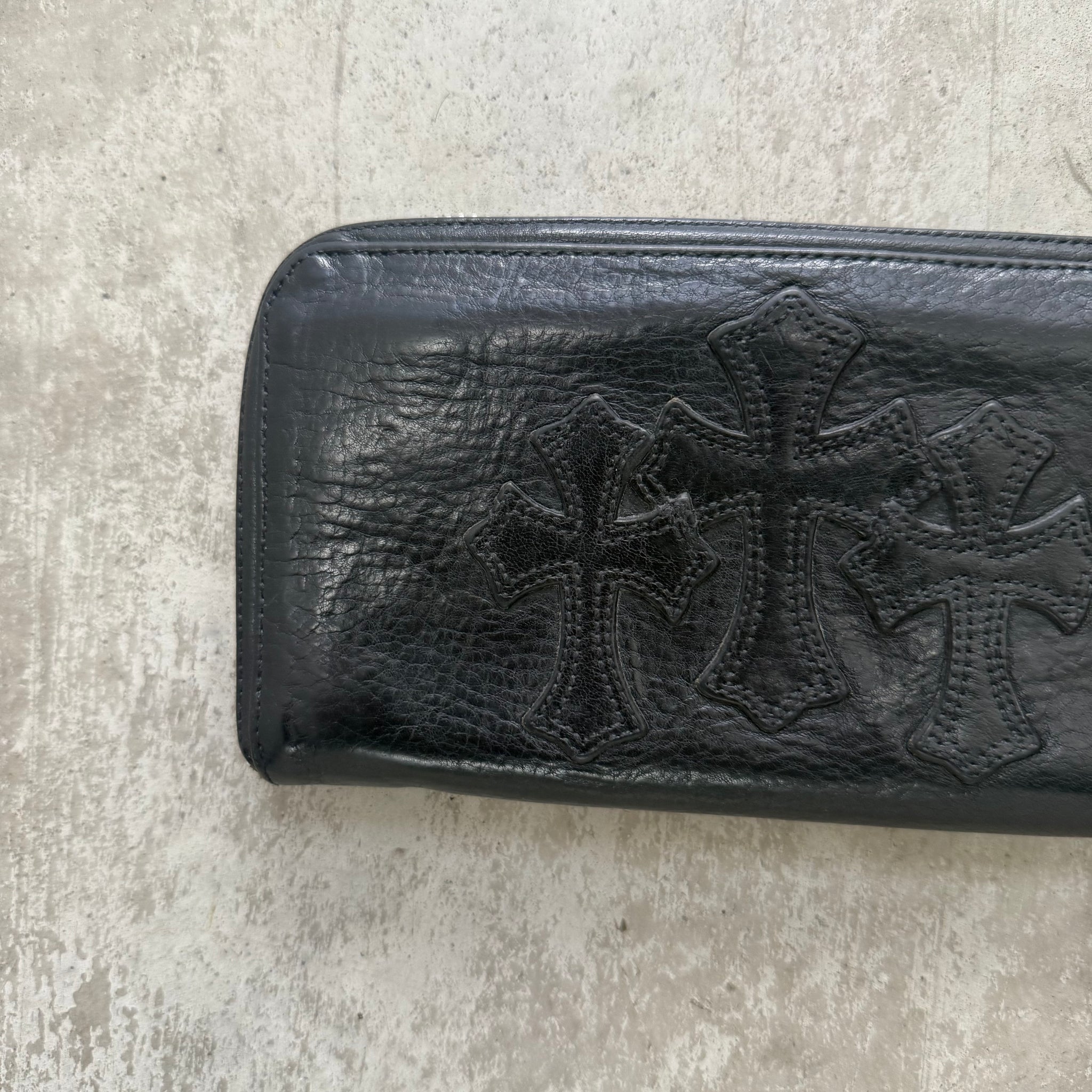 Chrome Hearts Triple Cross Black Zip Wallet