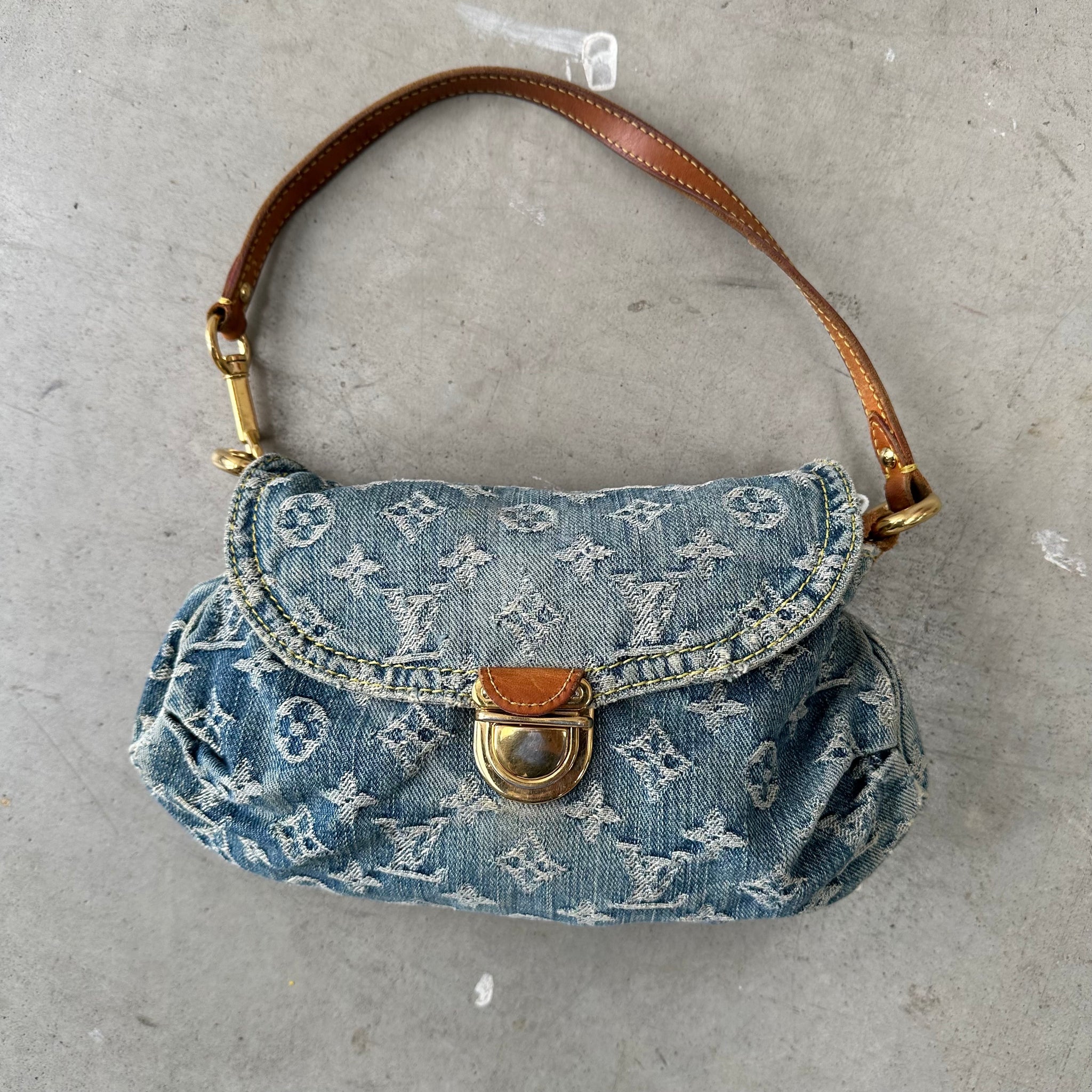Louis Vuitton Monogram Denim Pleaty Shoulder Bag