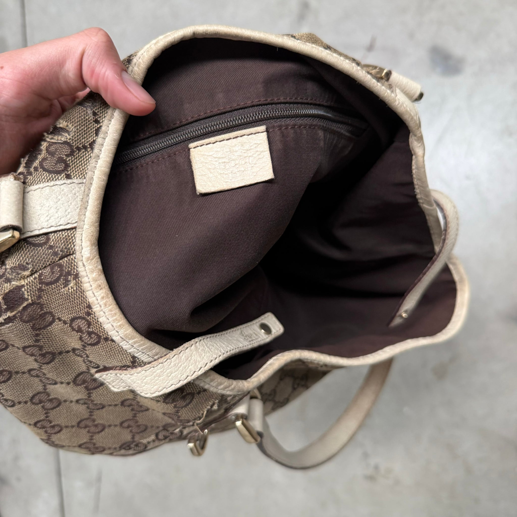 Gucci GG Monogram Canvas Handbag Brown/White