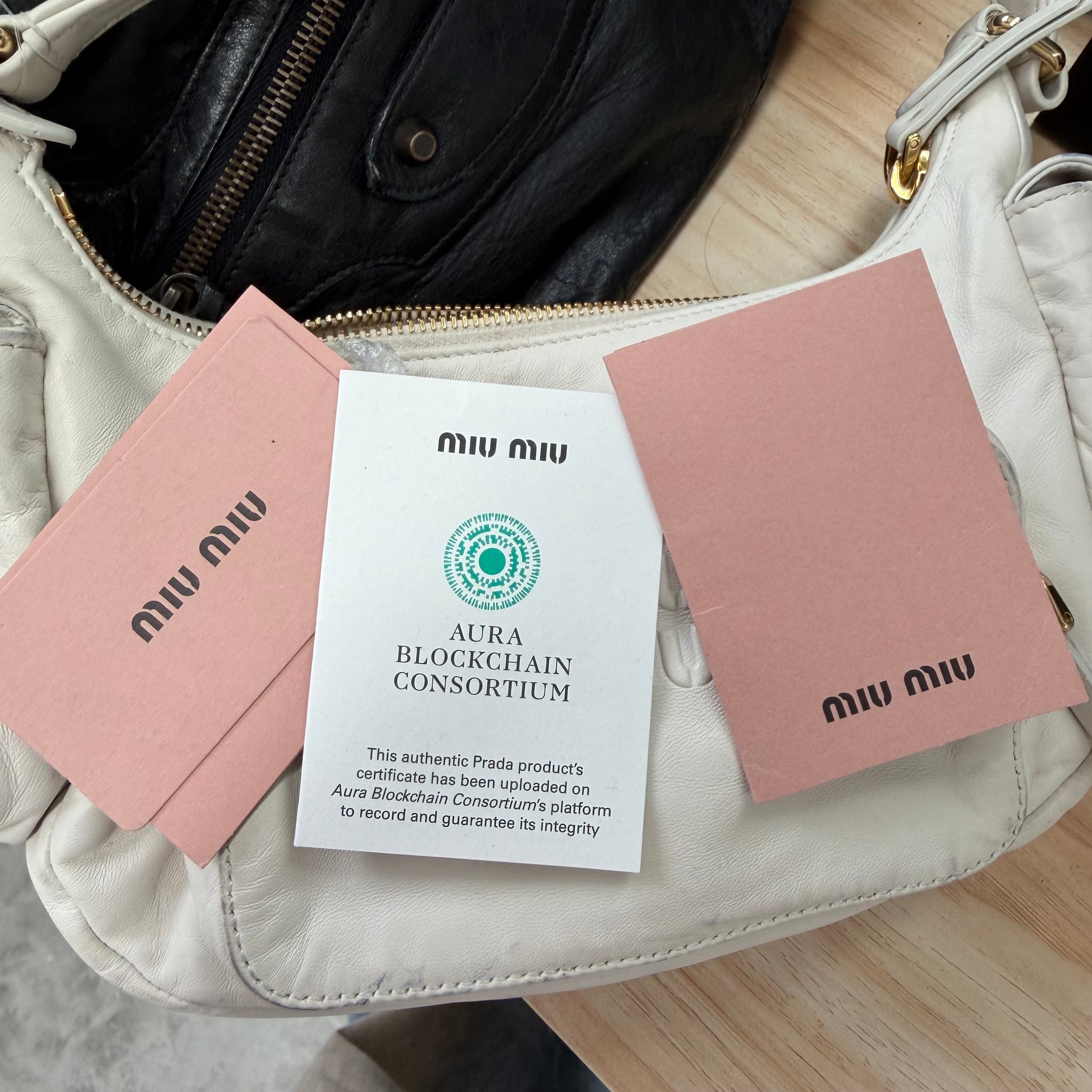 Miu Miu White Nappa Leather Pocket Bag