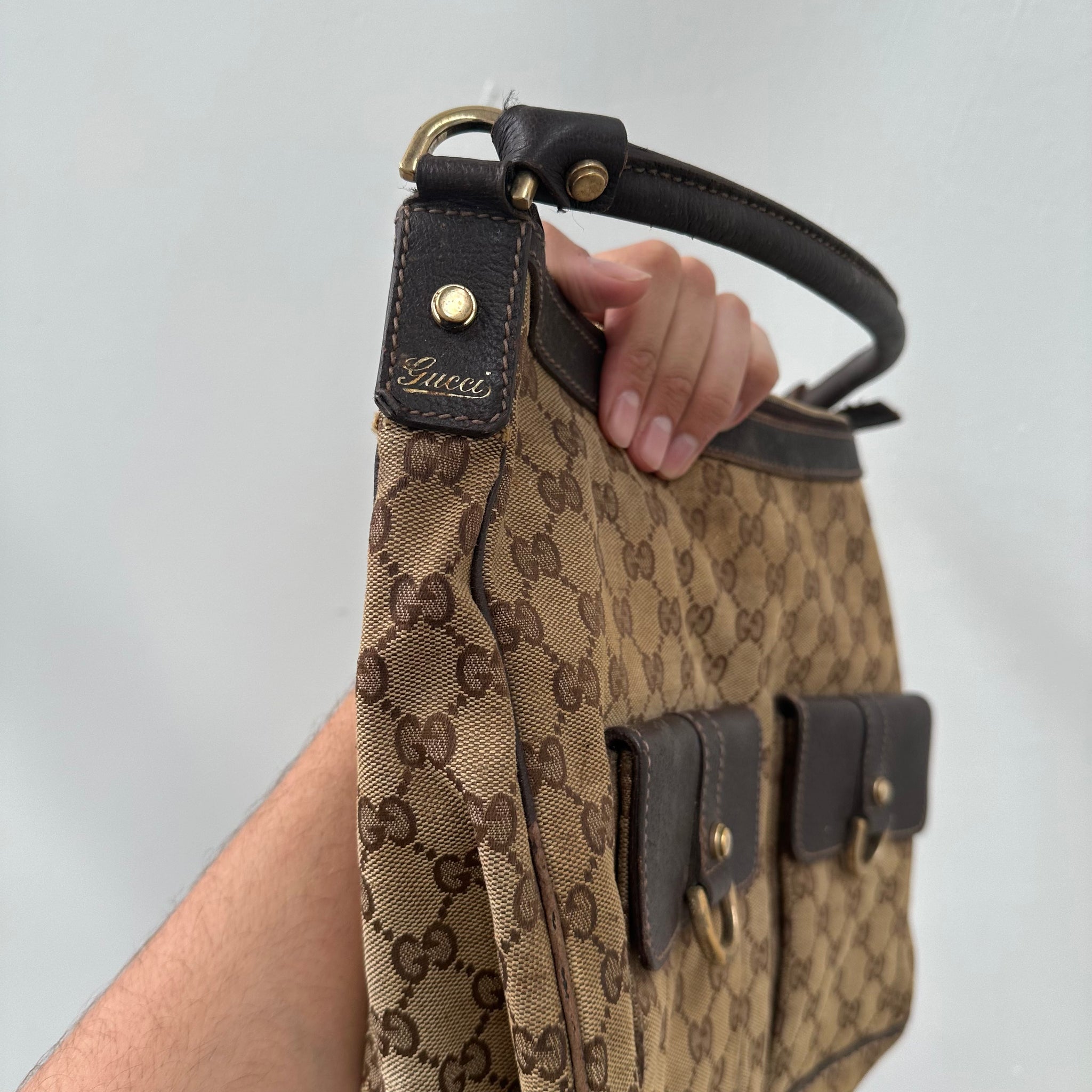 Gucci Double Pocket Shoulder Bag Canvas