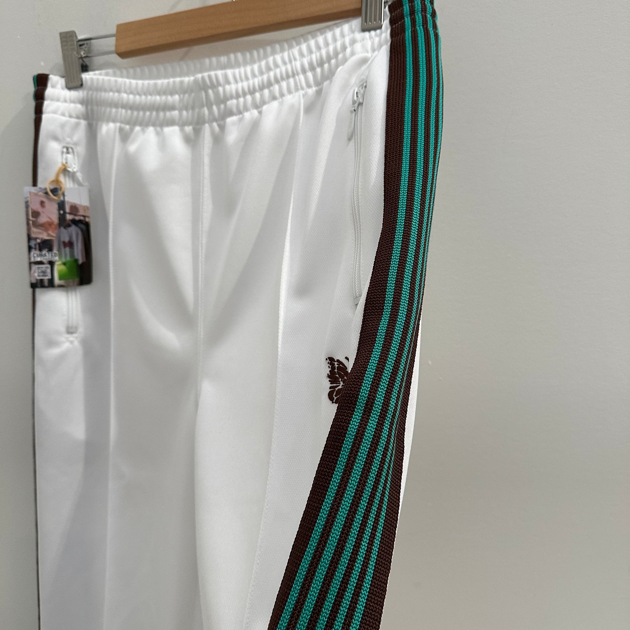 Needles Poly Smooth Track Pant 'White/Mint/Brown' Exclusive