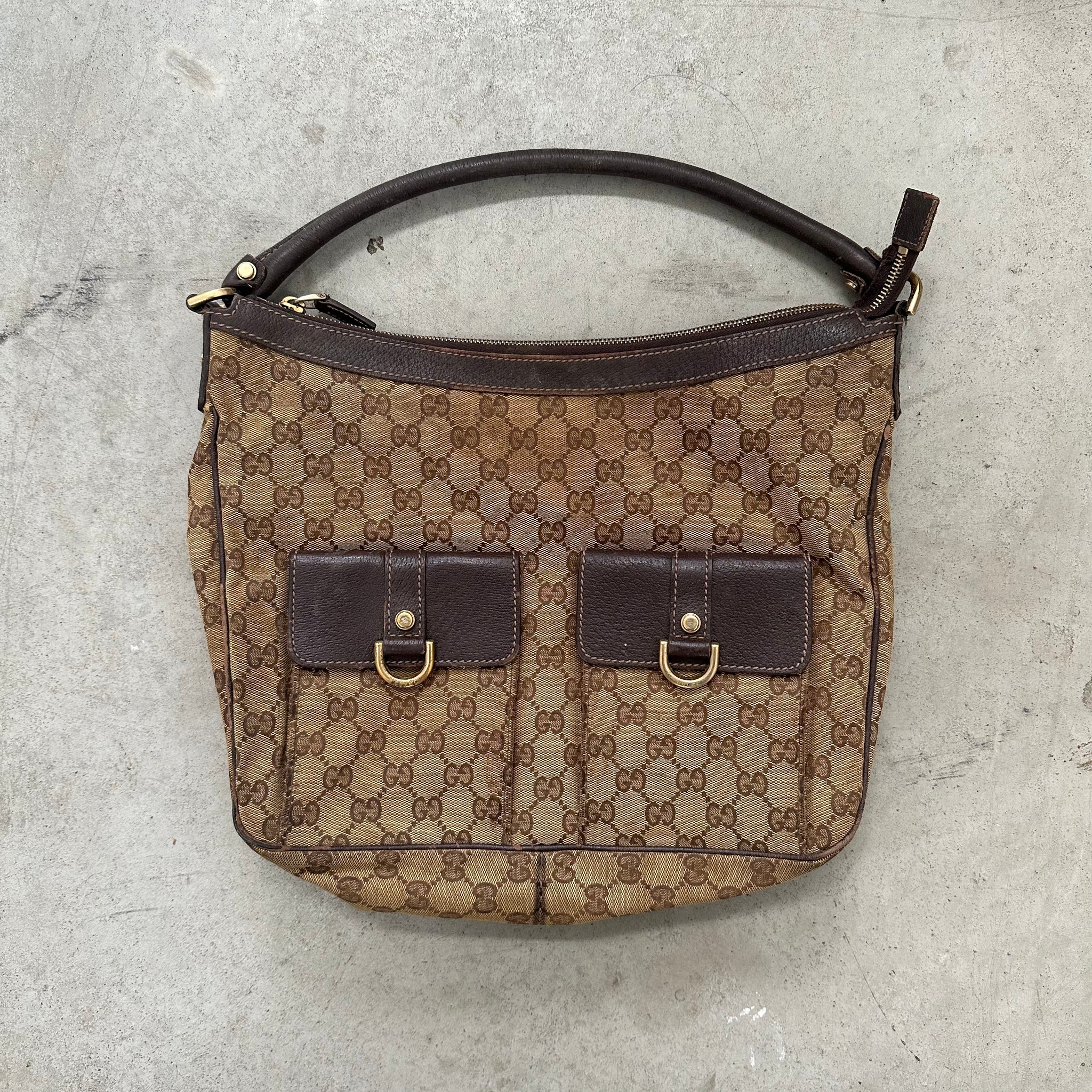 Gucci Double Pocket Shoulder Bag Canvas