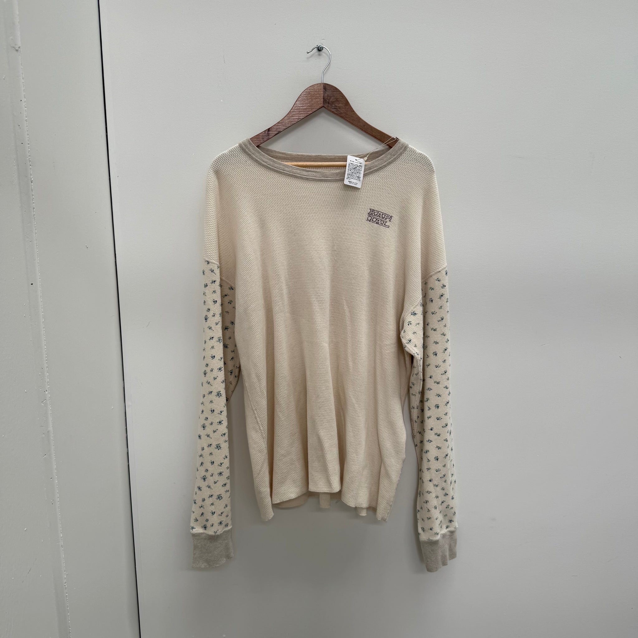 Kapital Blue Flowers Thermal Crewneck (Size 4 L/XL)