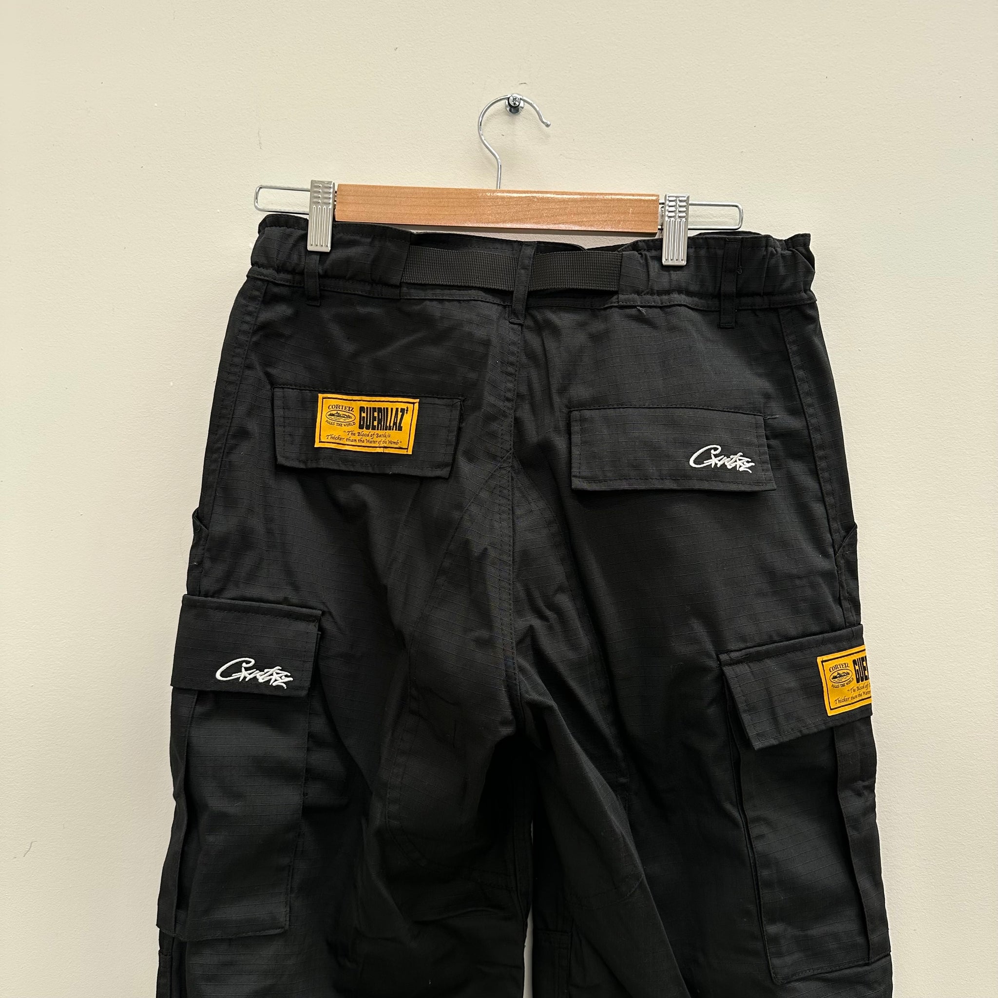 Corteiz Guerillaz Cargo Pants Black White (Size S)