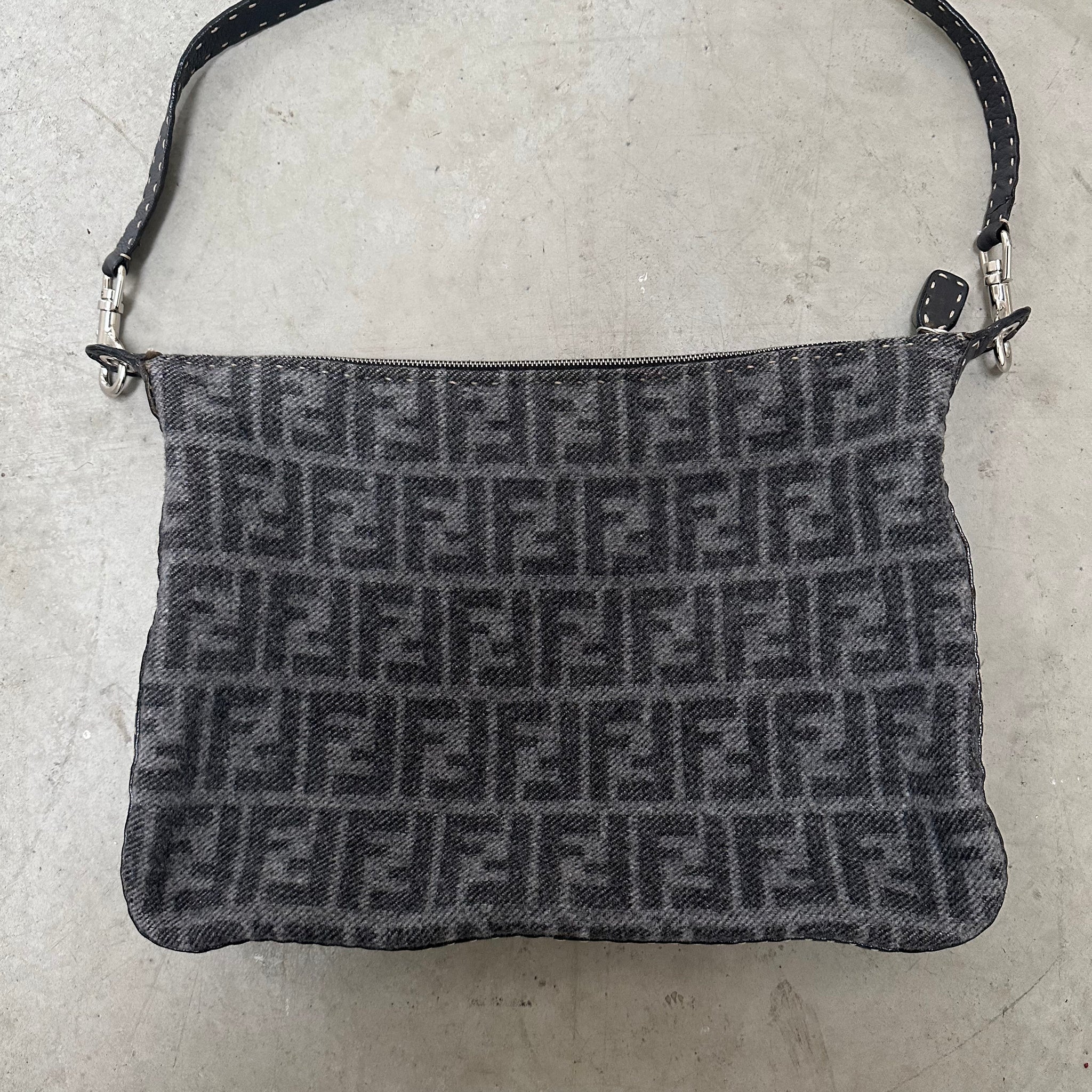 Fendi Wool Material Grey Crossbody Bag
