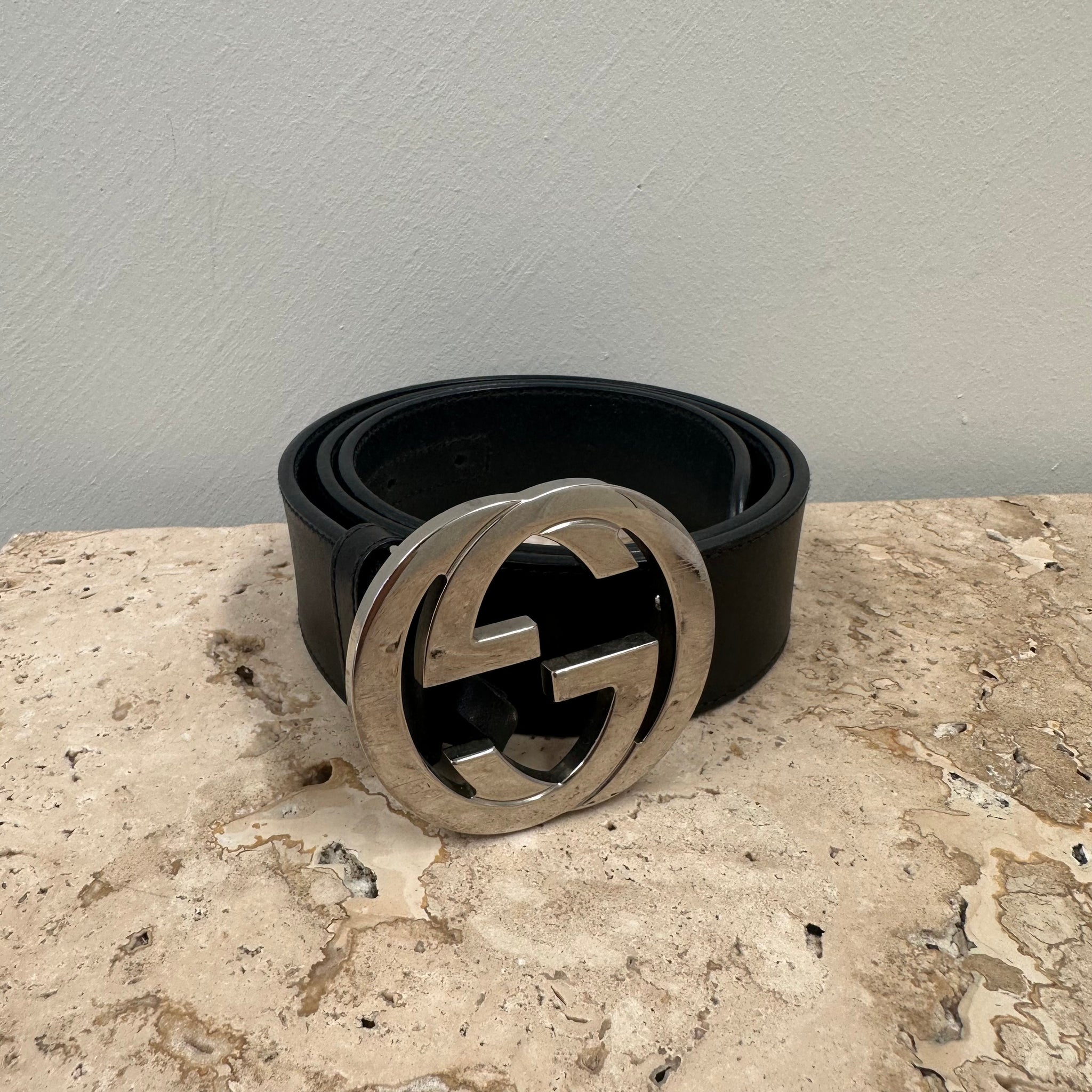 Gucci GG Black Leather Belt
