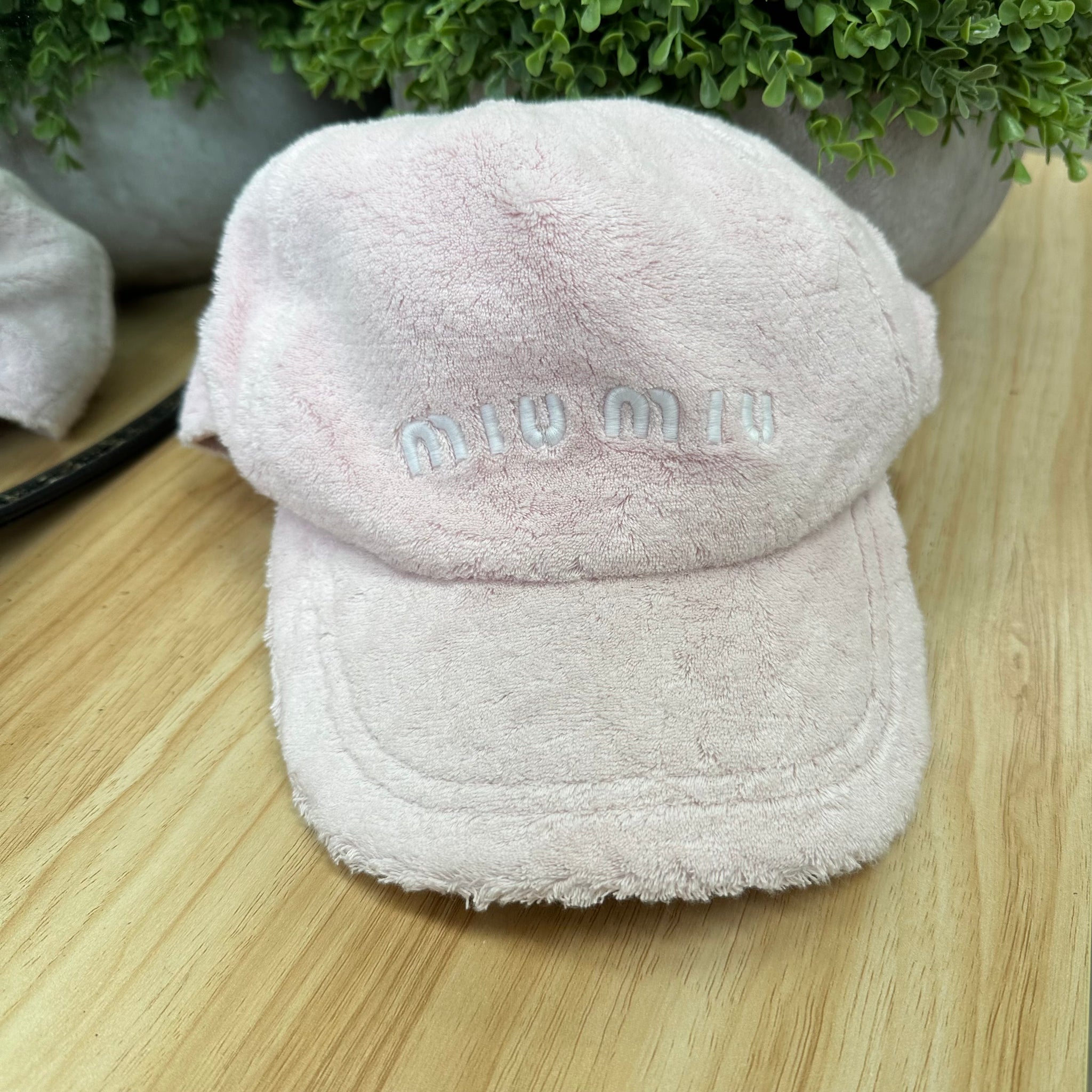 Miu Miu Terry Embroidered Logo Pink Baseball Cap