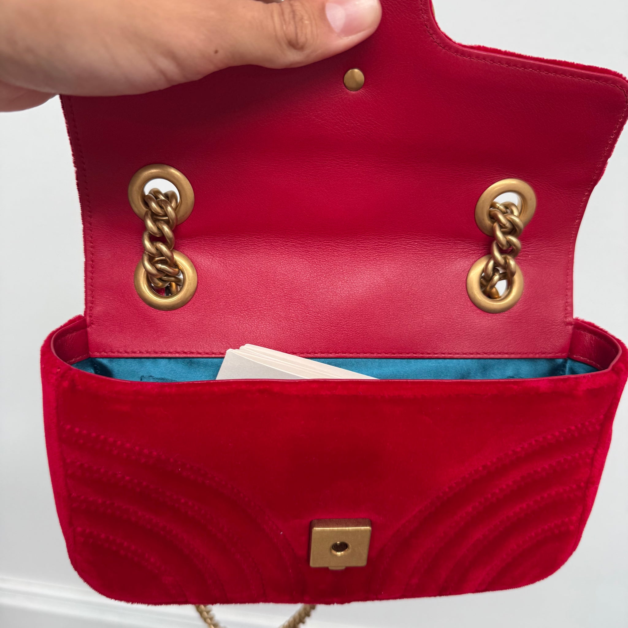 Gucci Marmont Red Velvet Shoulder Bag