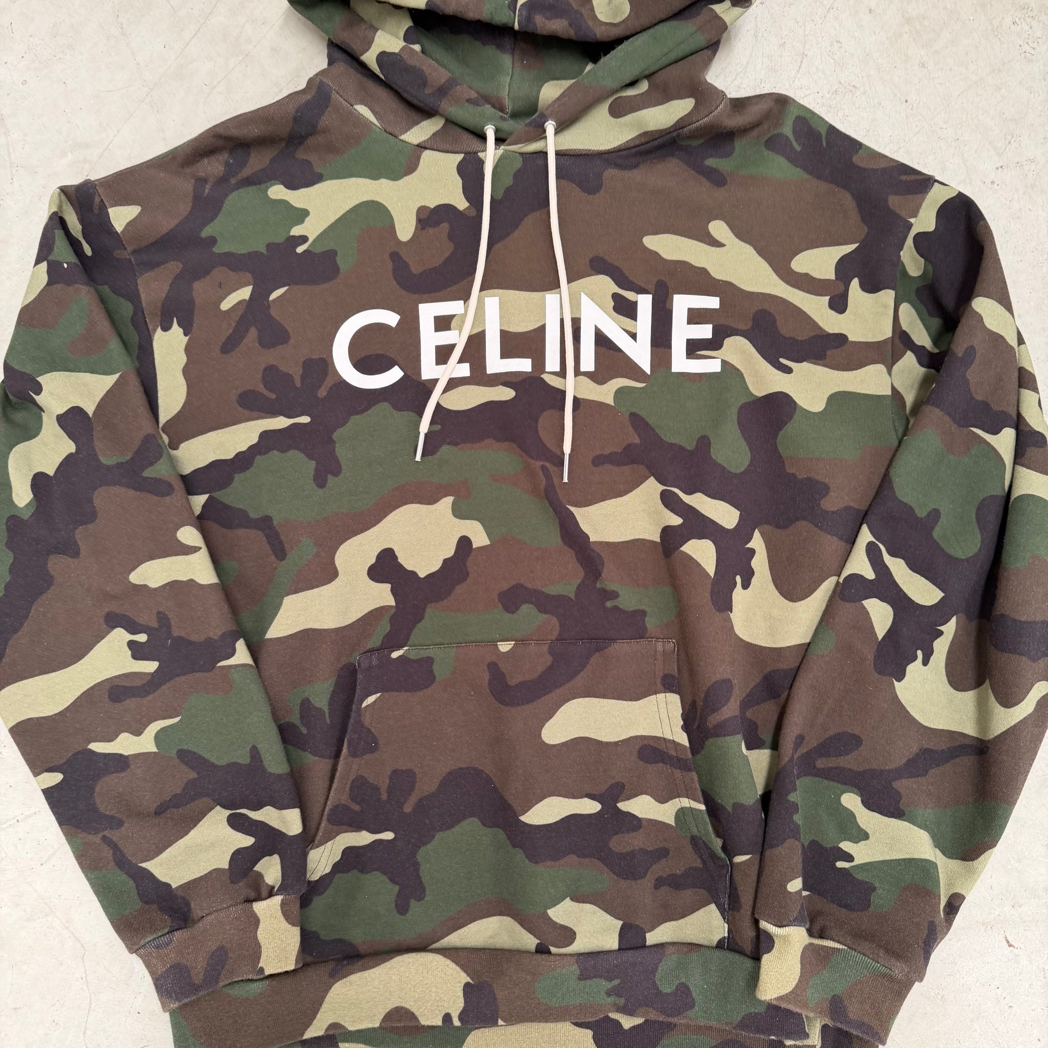 Celine Front Logo Hoodie Green Camo (Size L)
