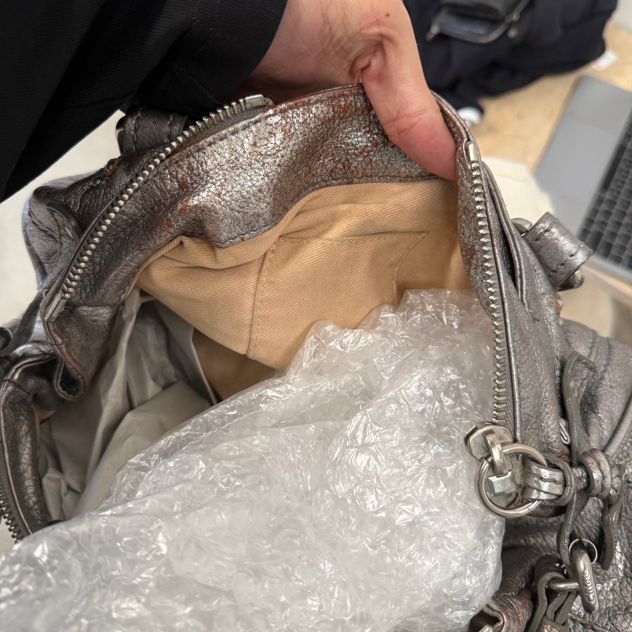 Chloe Paddington Shoulder Bag Silver Leather