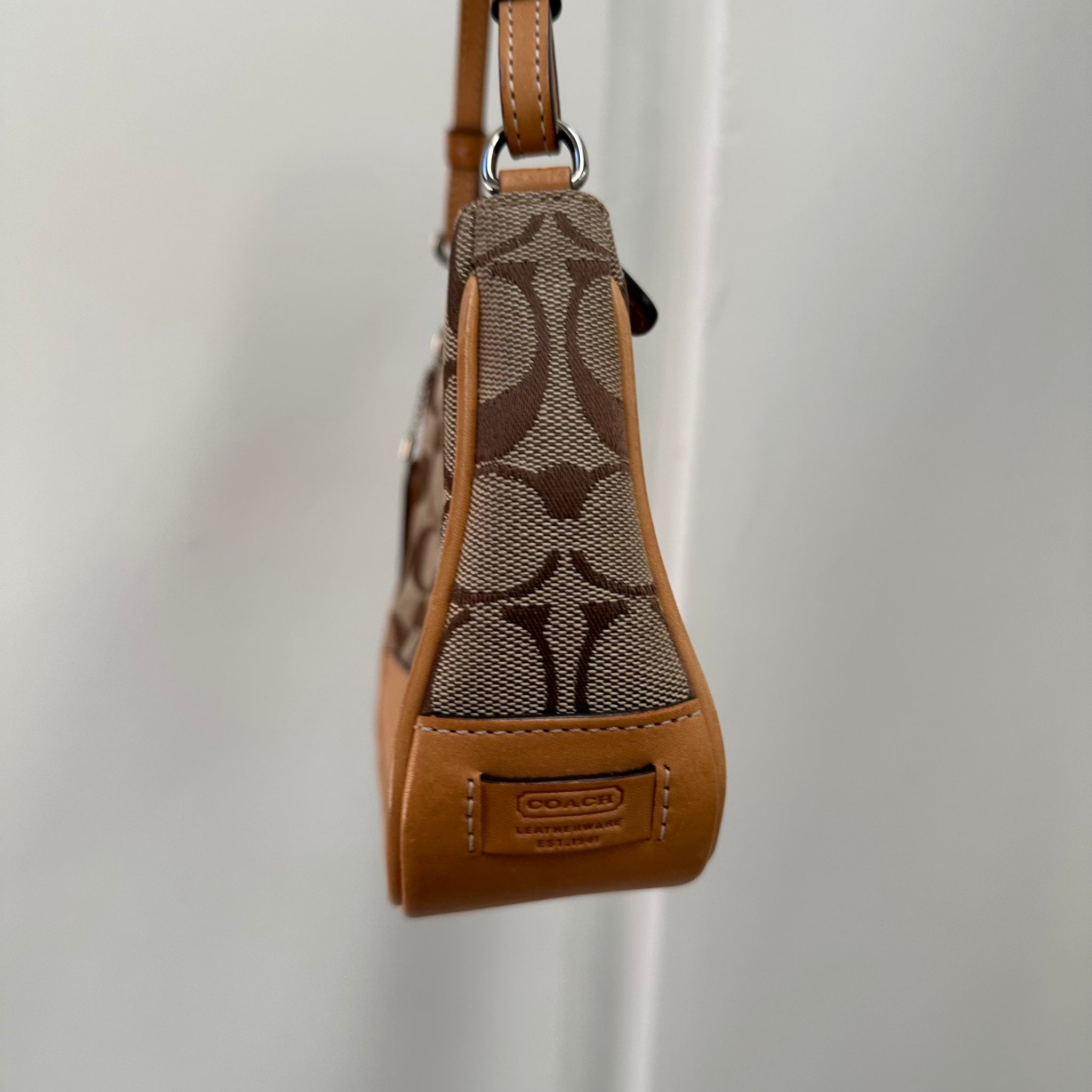 Coach Logo Print Brown Pochette Bag