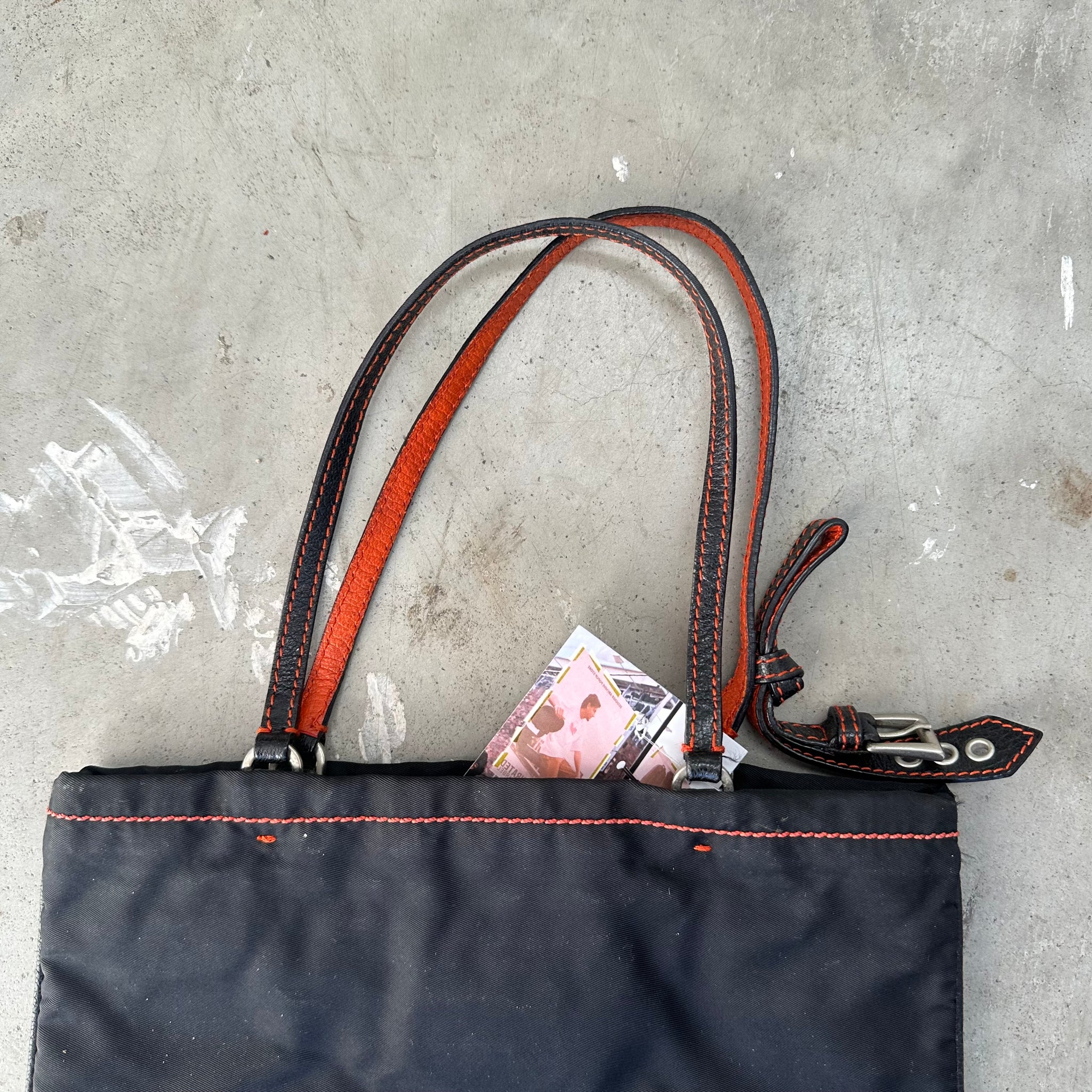 Prada Black Mini Nylon Shoulder Bag Black Orange
