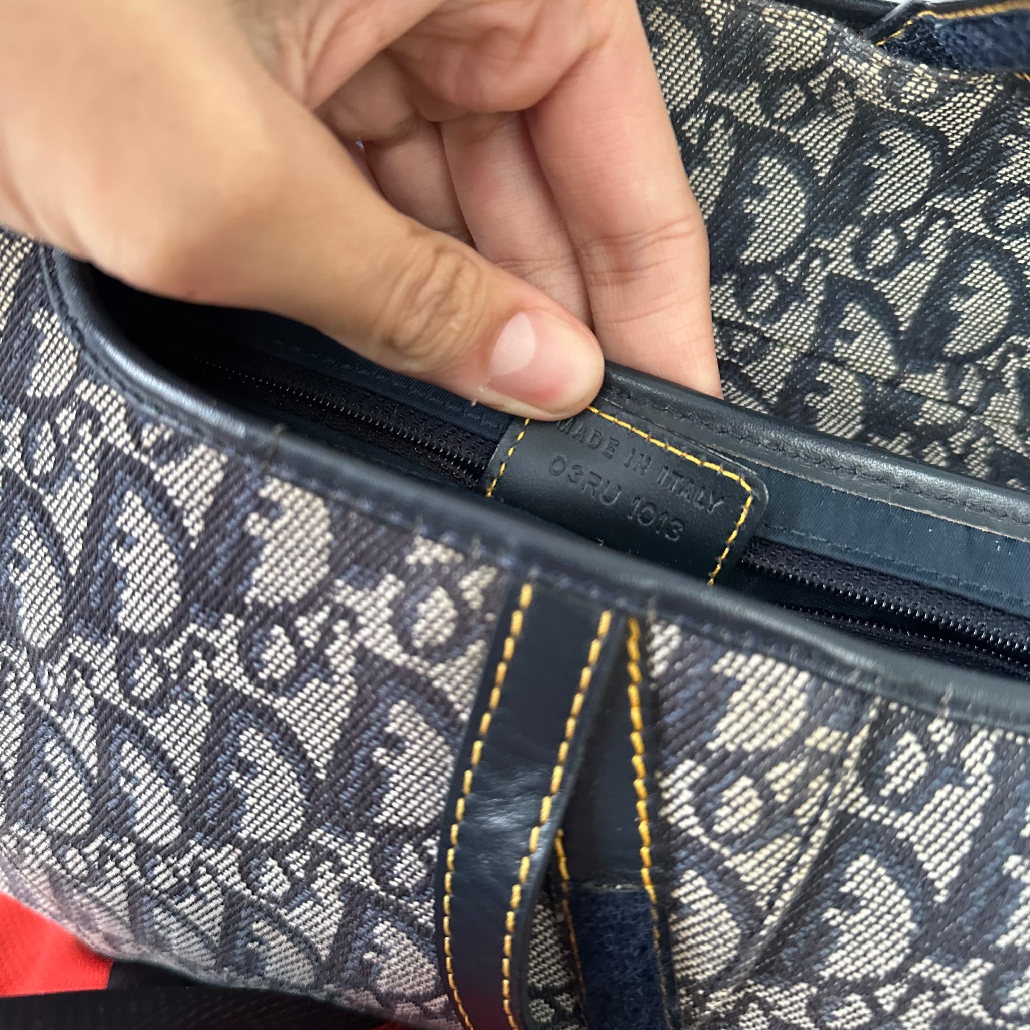 Dior Trotter Saddle Shoulder Bag Canvas Leather Navy Silver Hardware (2003)