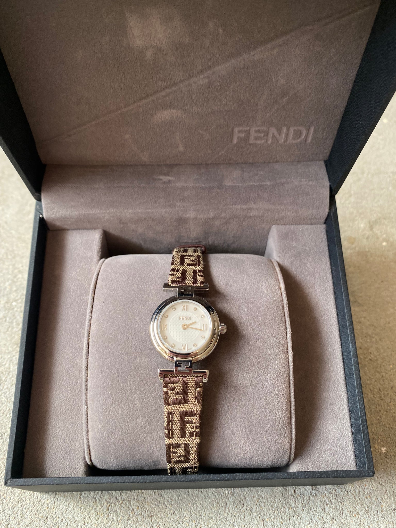 Fendi 90s Vintage Circle Mother of Pearl Dial Watch