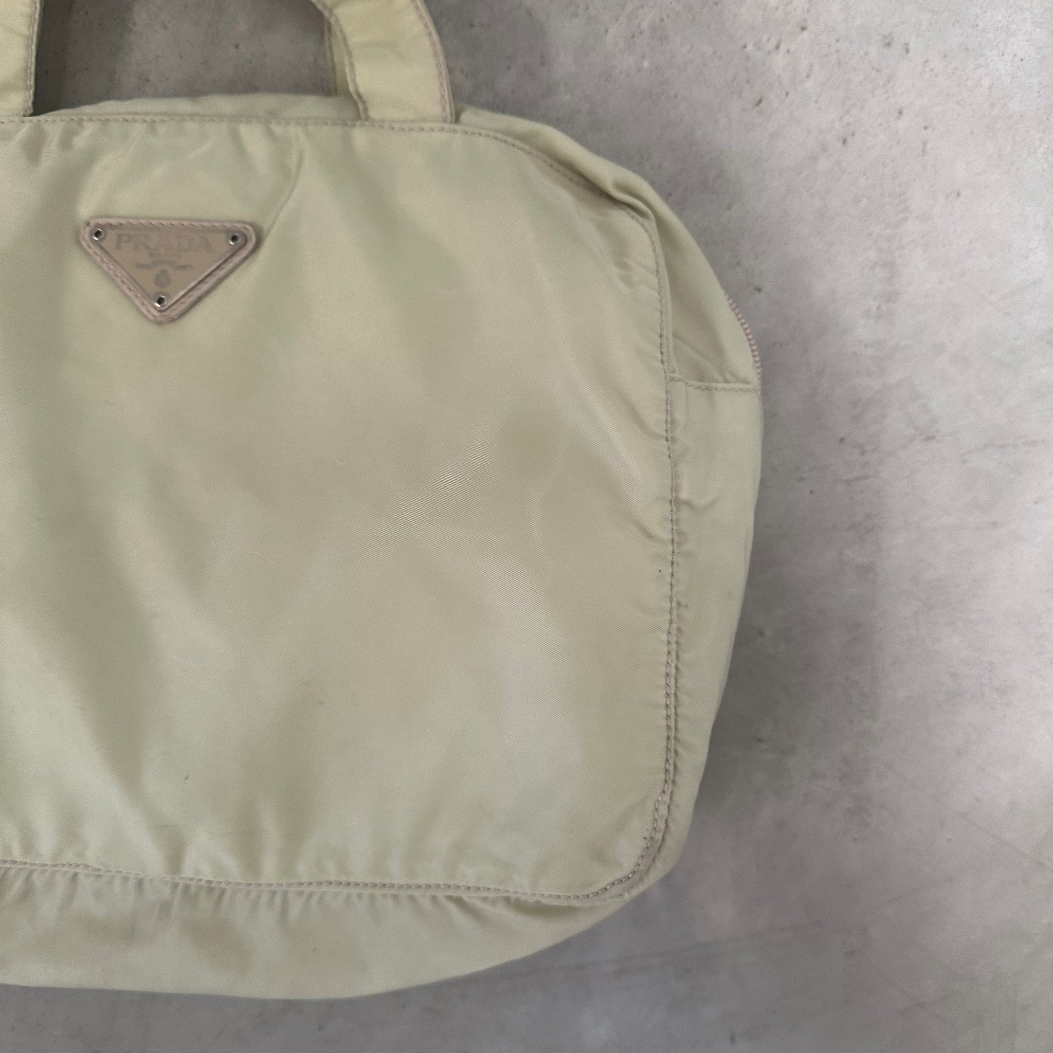 Prada Short Strap Nylon Cream Hand Bag