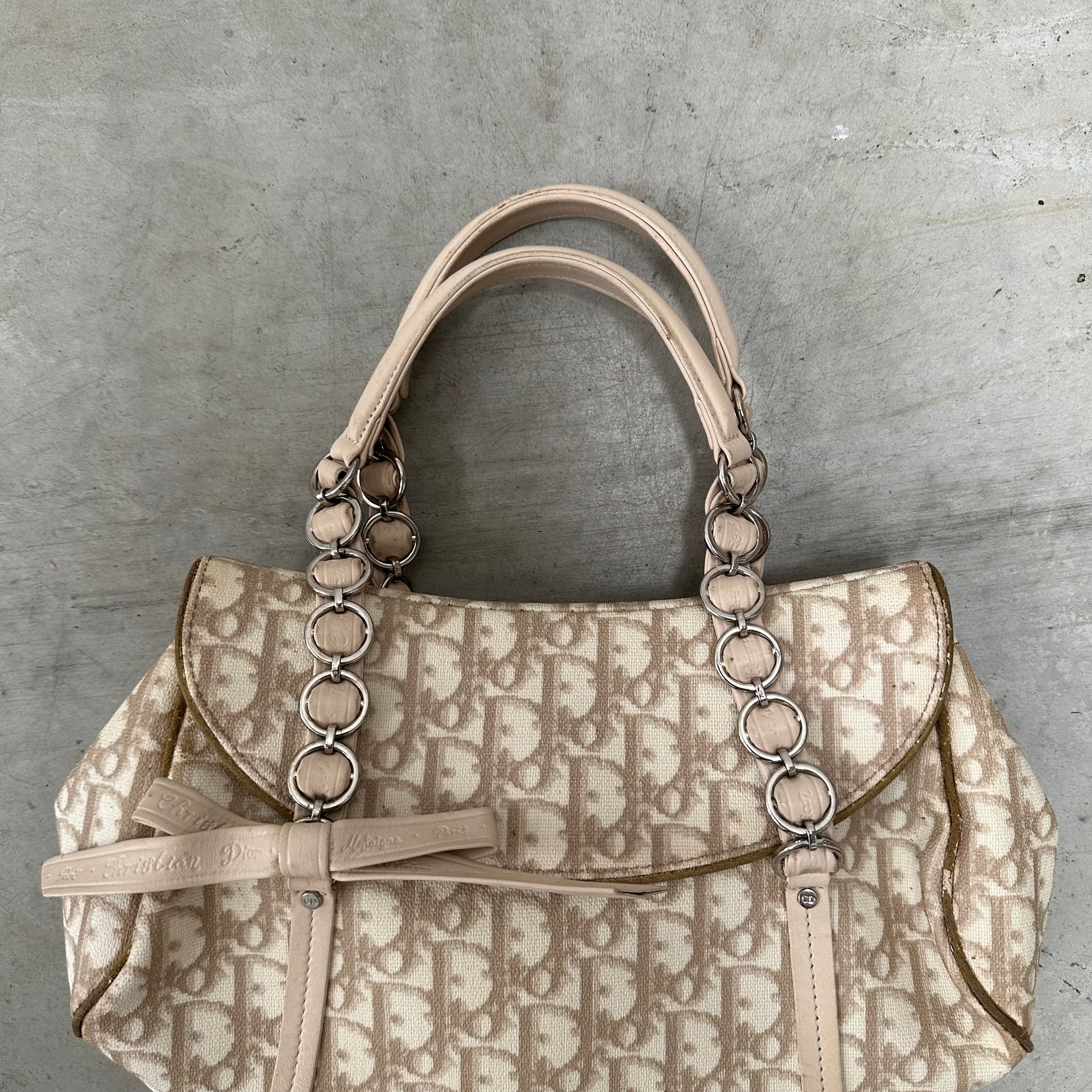 Christian Dior PVC and Leather Beige Romantic Shoulder Bag
