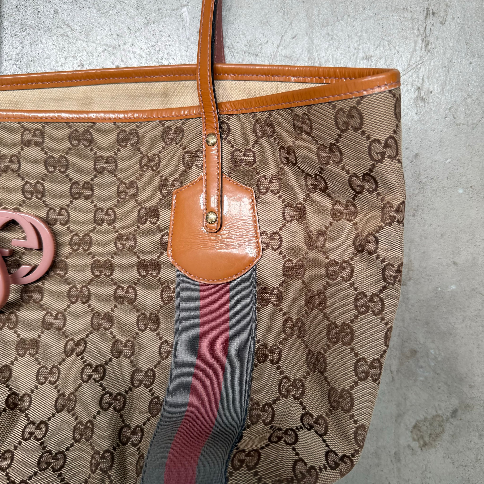 Gucci GG Canvas Jolicoeur Tote Bag 'Red/Grey'