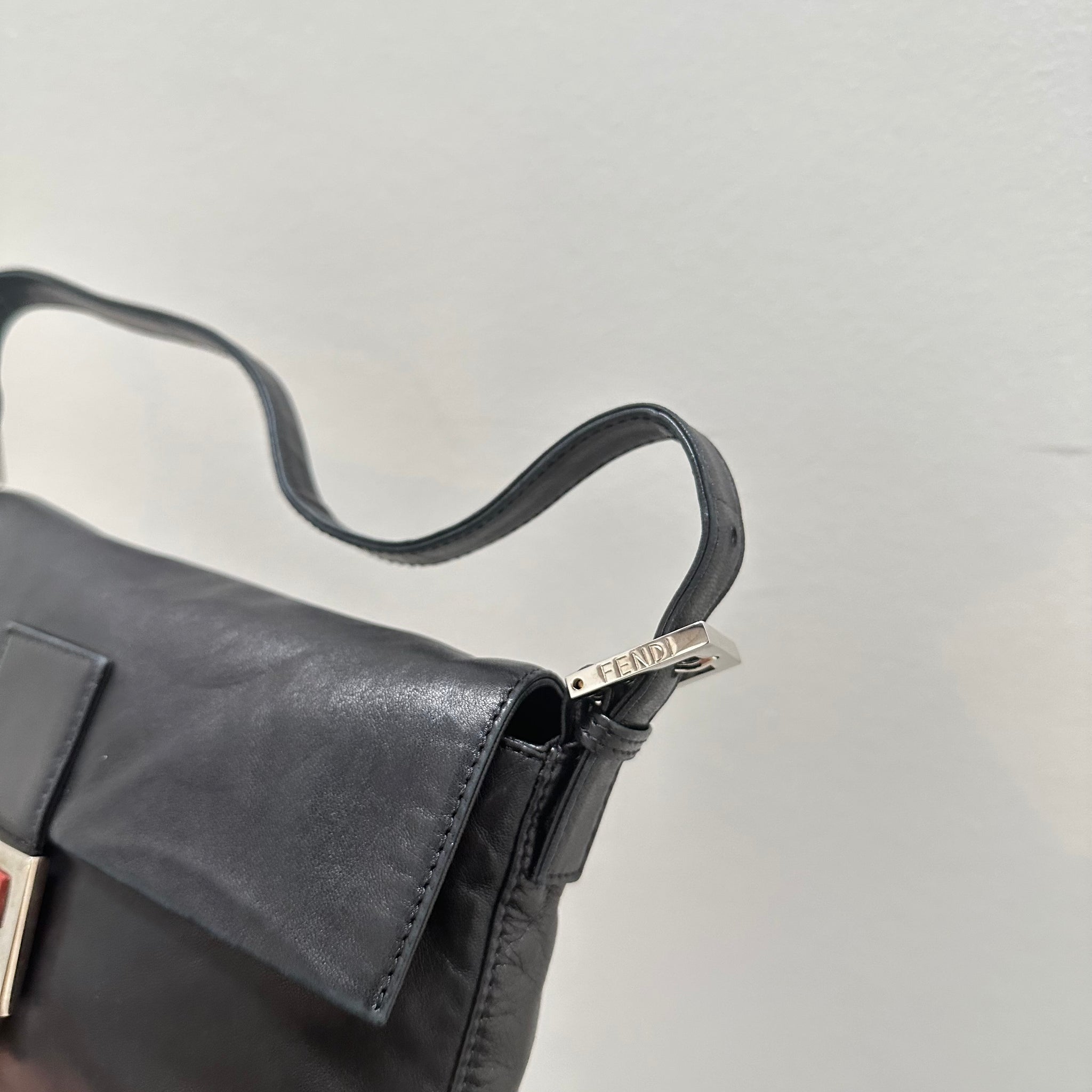 Fendi Black Baguette Shoulder Bag Nappa Leather