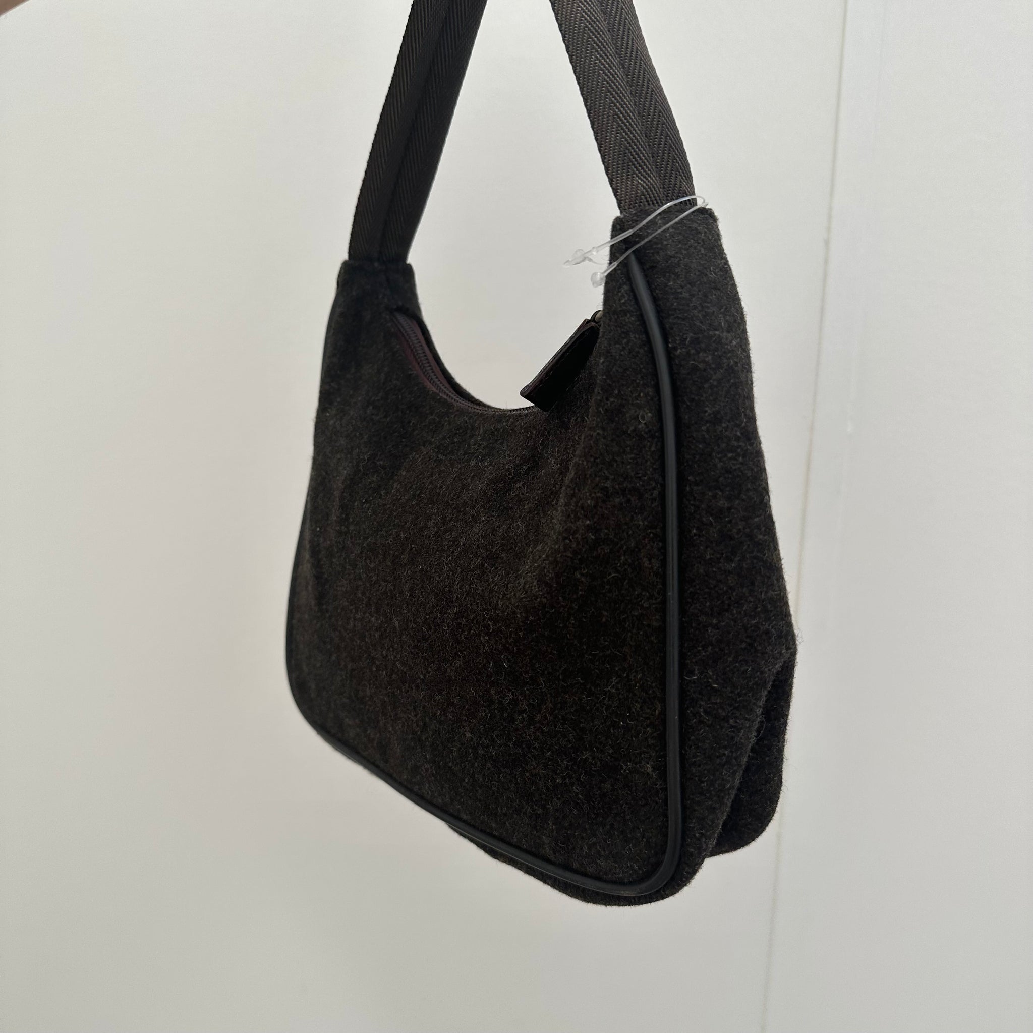 Prada Wool Black Hobo Bag