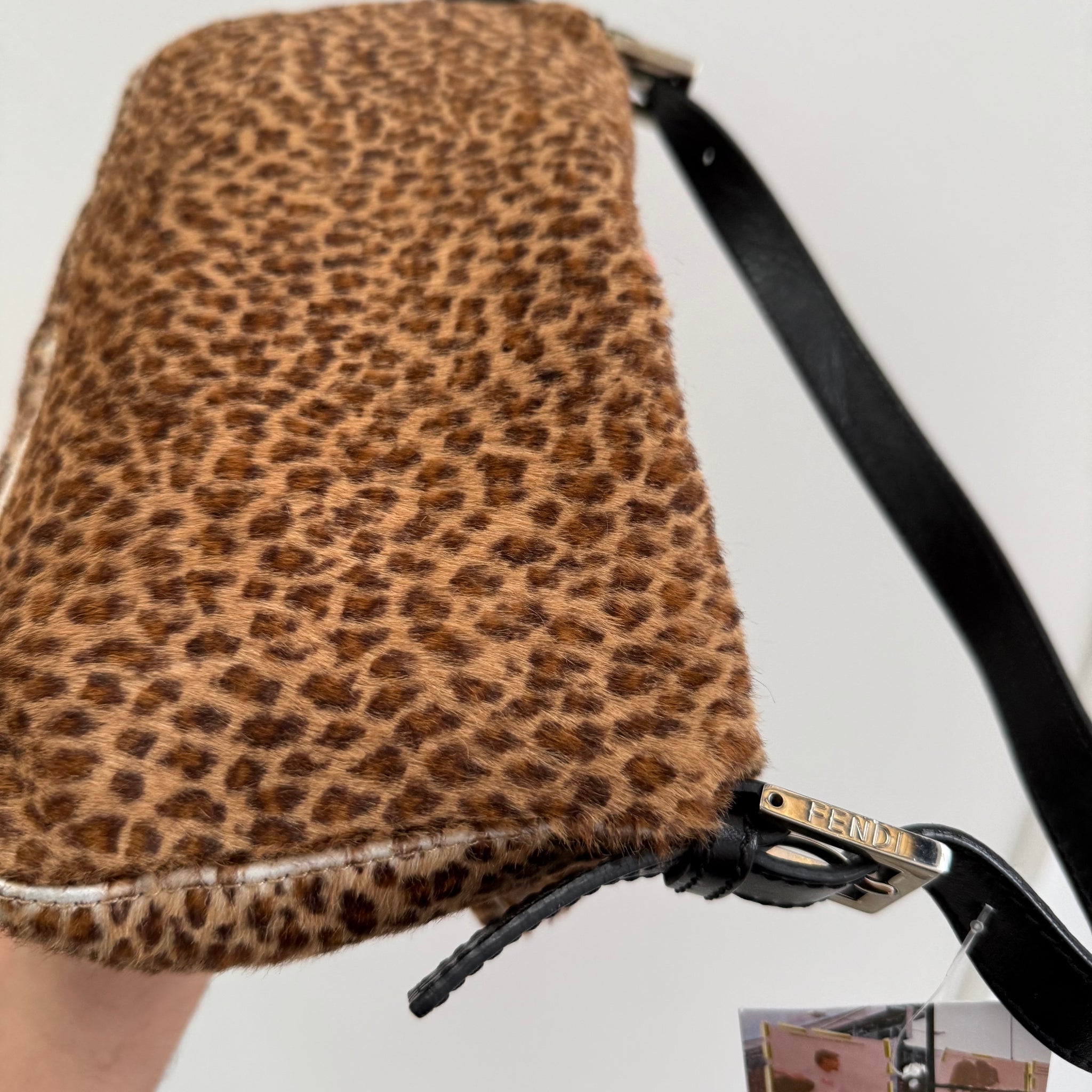 Fendi Leopard Print Ponyhair Baguette Bag