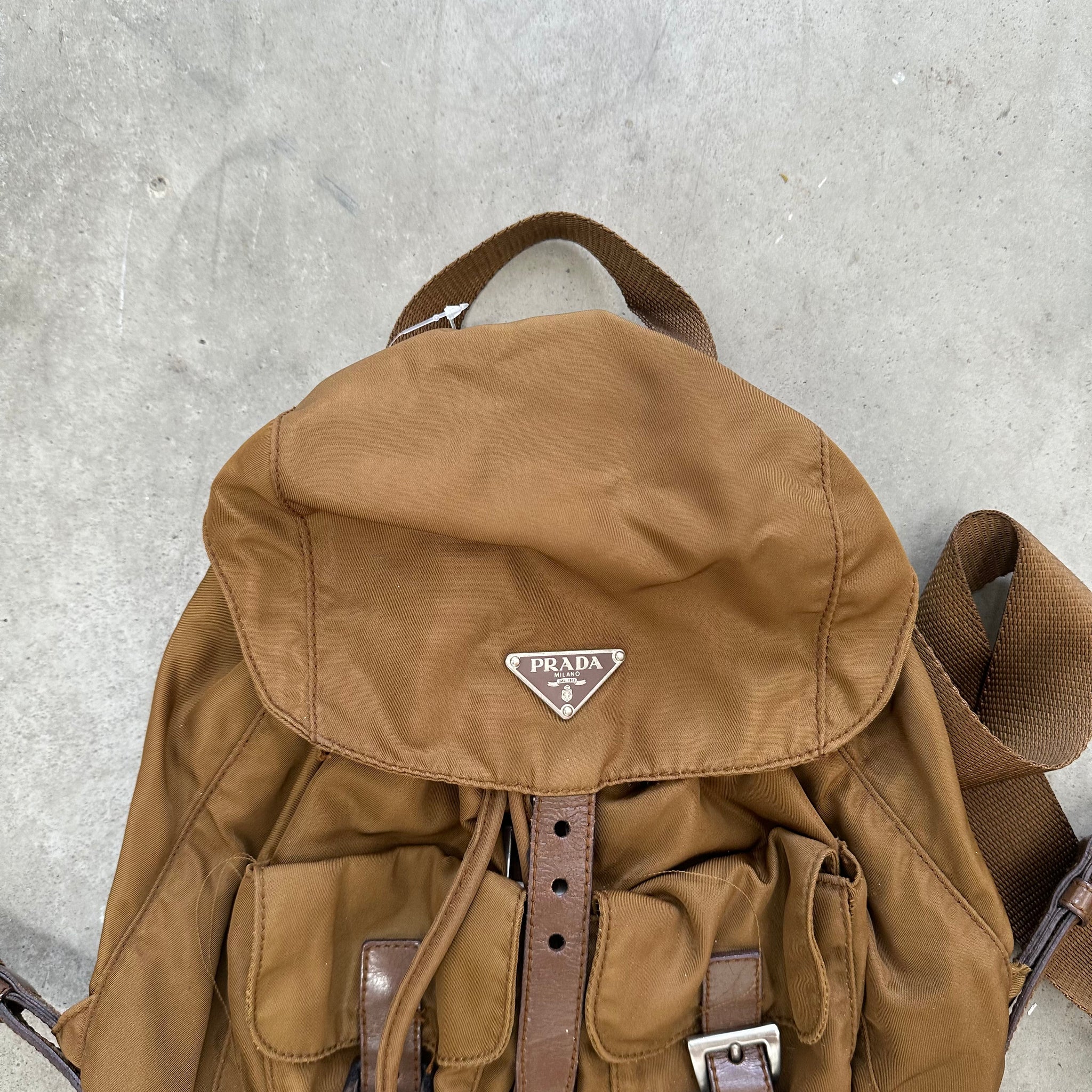 Prada Small Backpack Caramel Brown
