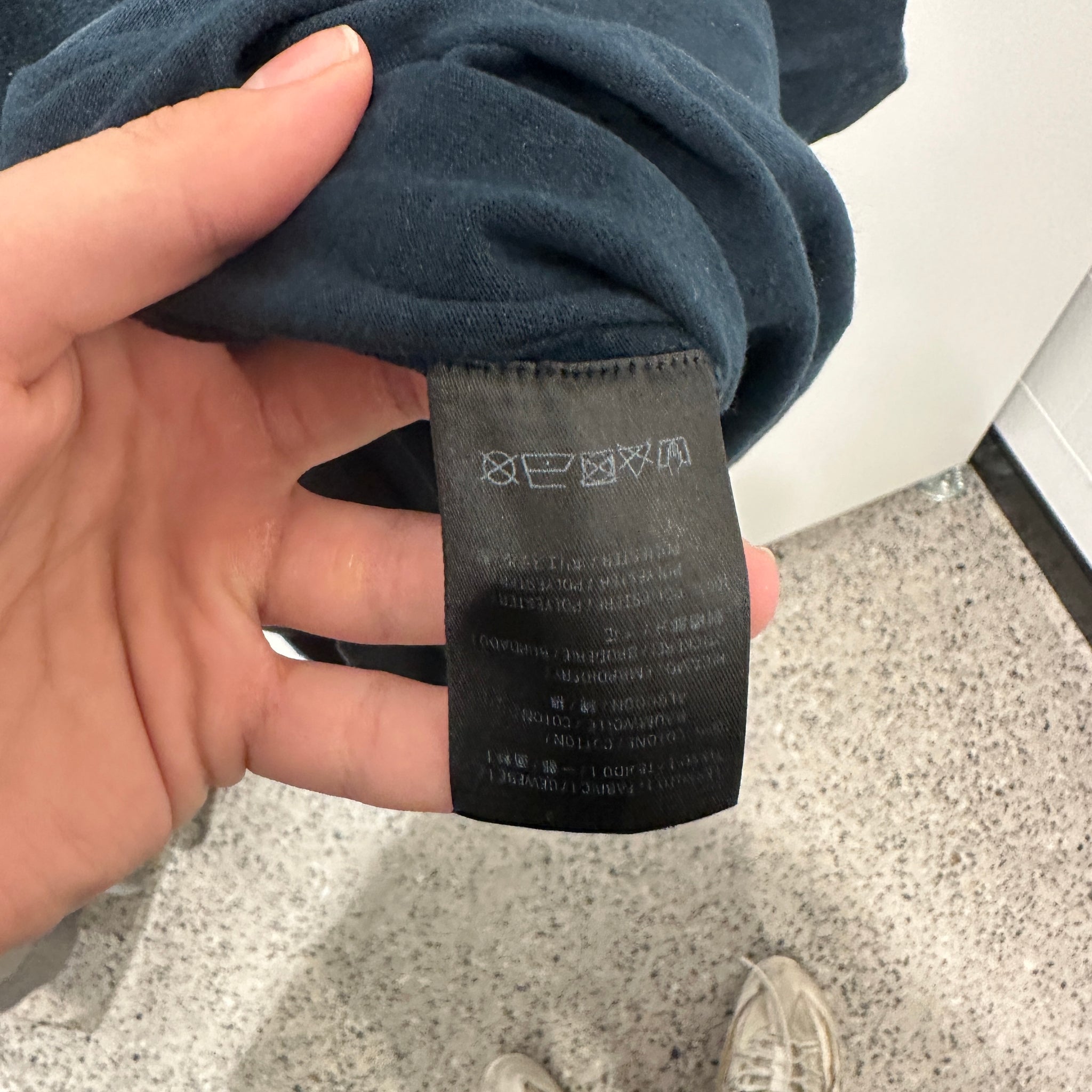 Balenciaga Cursive Logo T Shirt Navy (Size XL)