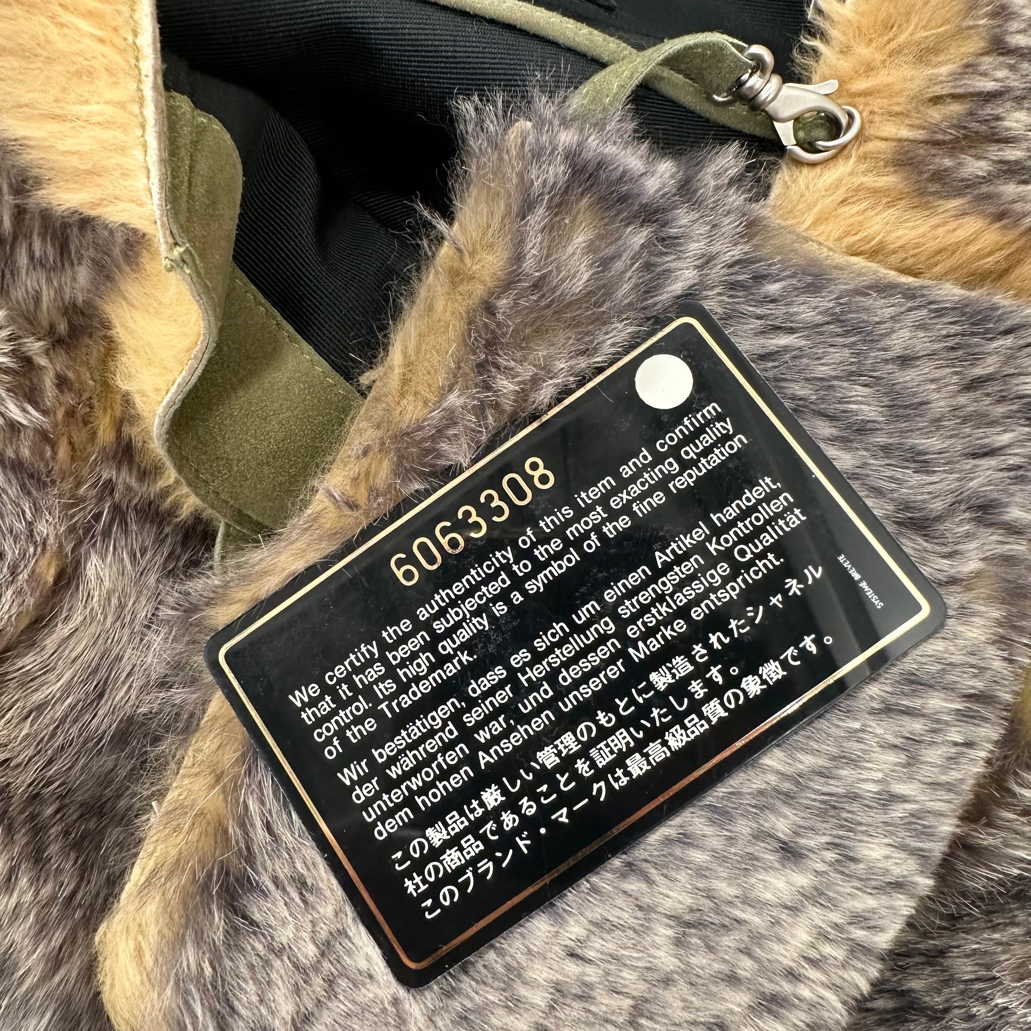 Chanel CC Logo Khaki Fur Tote Bag