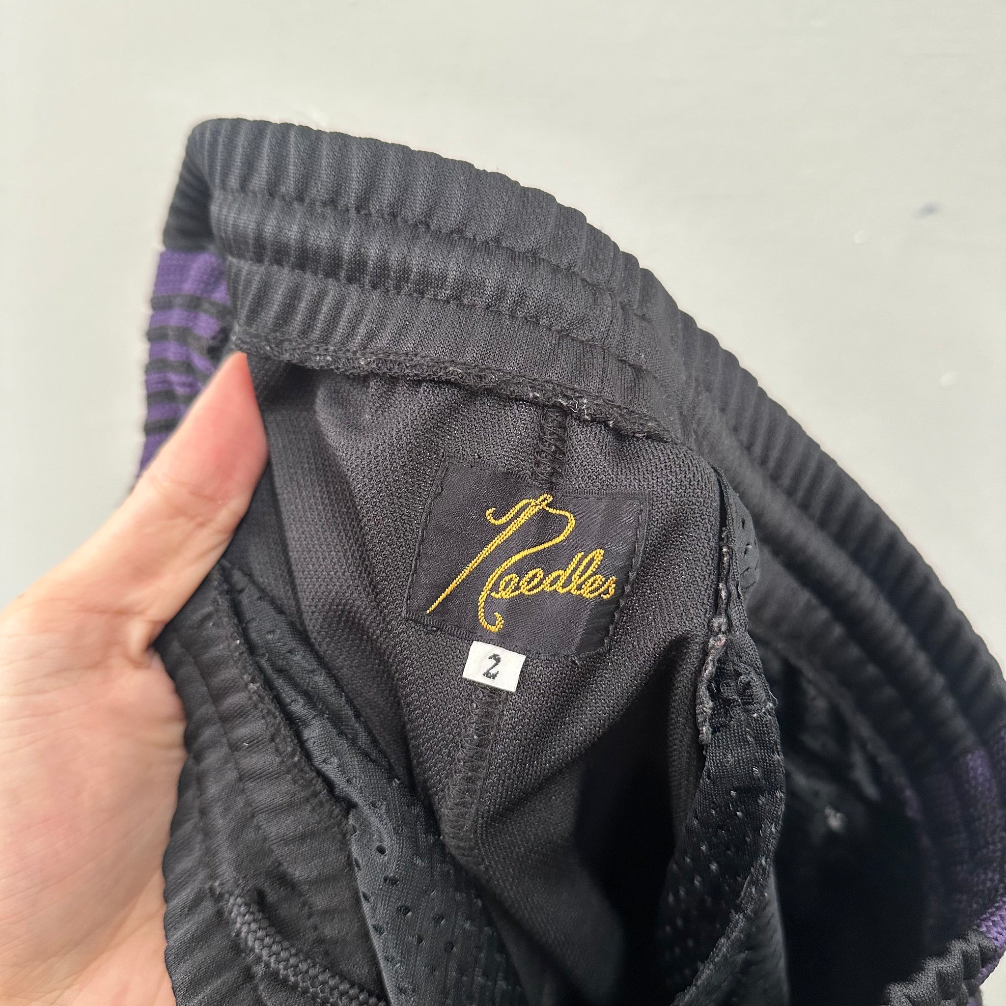 Needles Narrow Track Pant Black/Purple (Size 2)