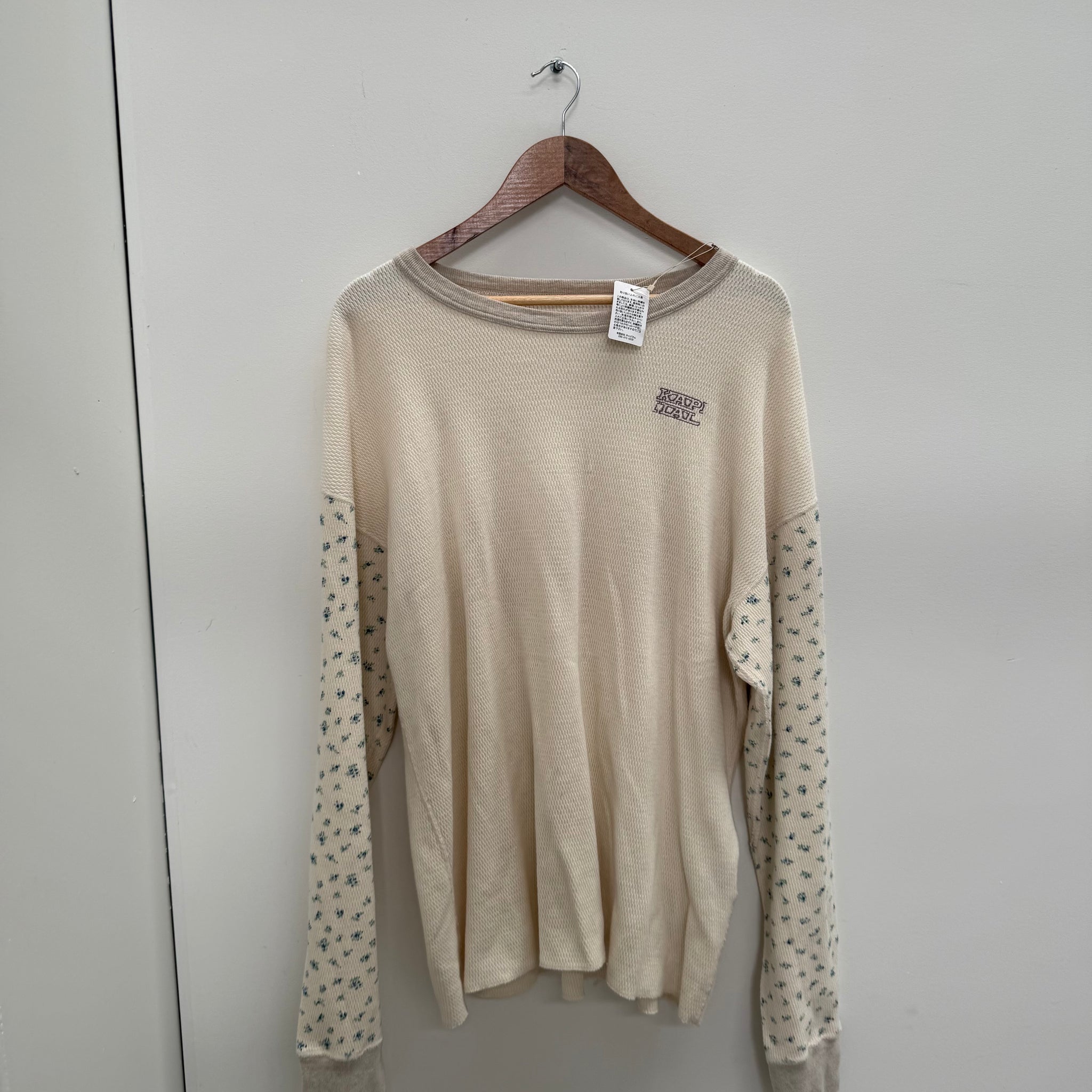 Kapital Blue Flowers Thermal Crewneck (Size 4 L/XL)