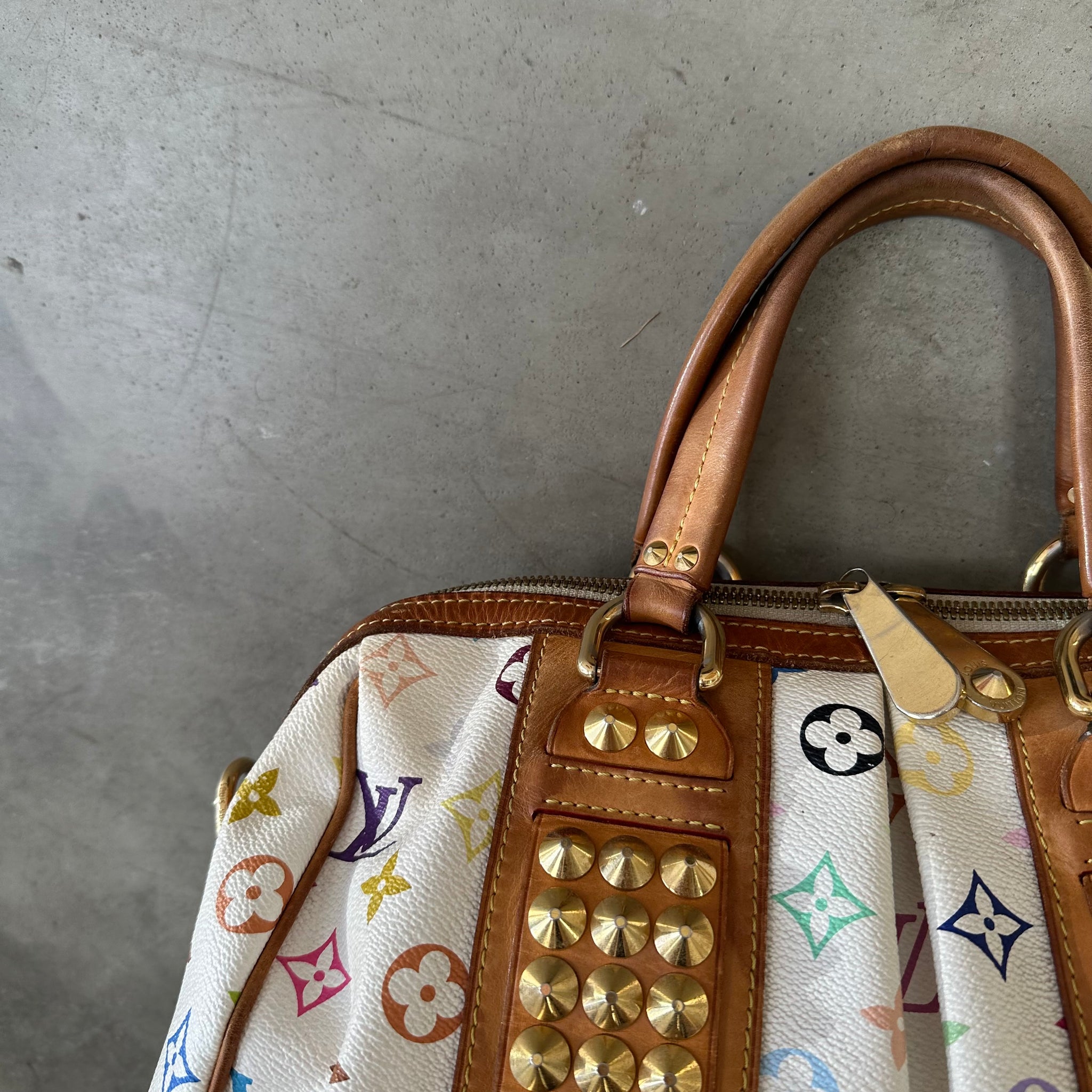 Louis Vuitton Takashi Murakami Multicolour Courtney MM Hand Bag White