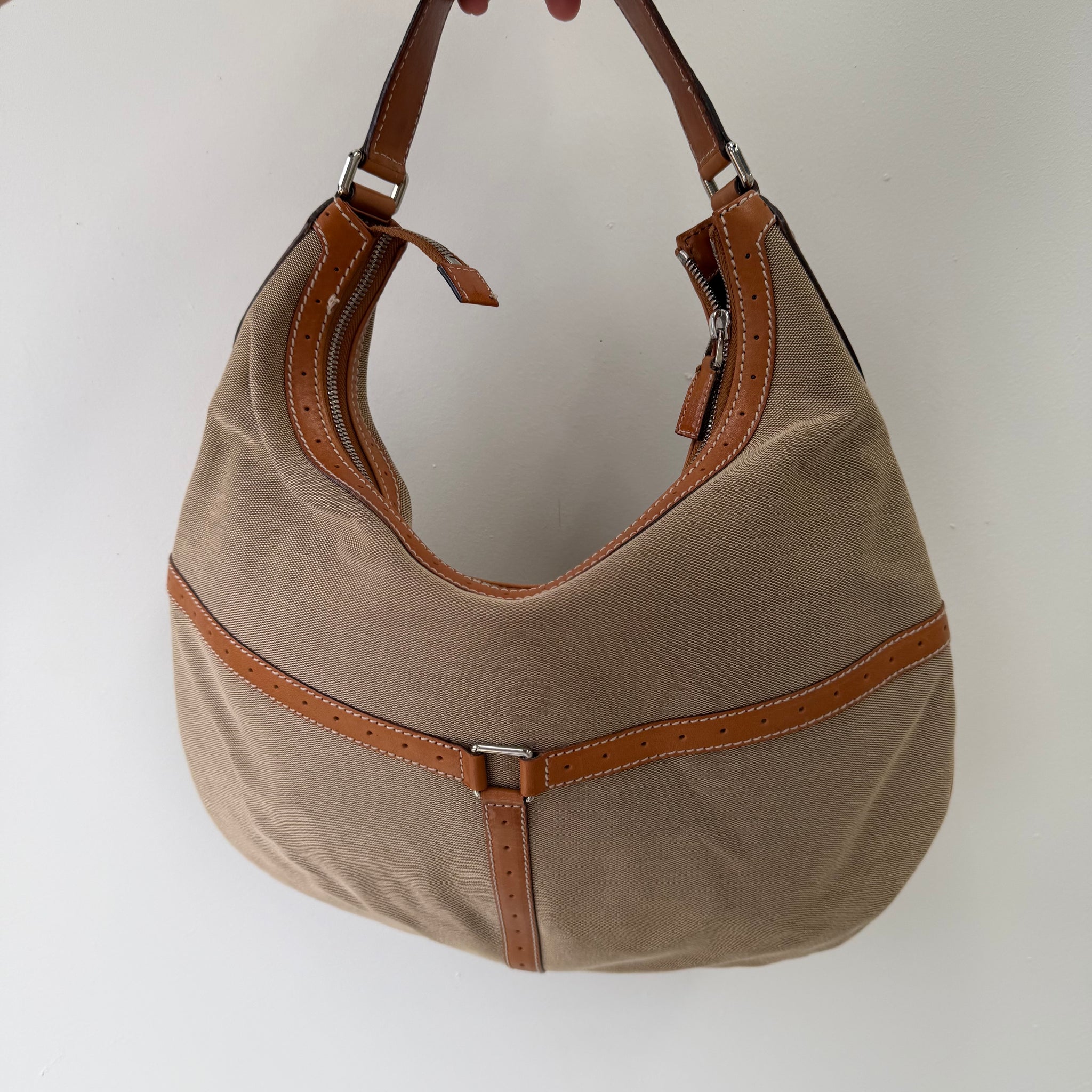 Gucci Interlocking Leather Striped Shoulder Bag