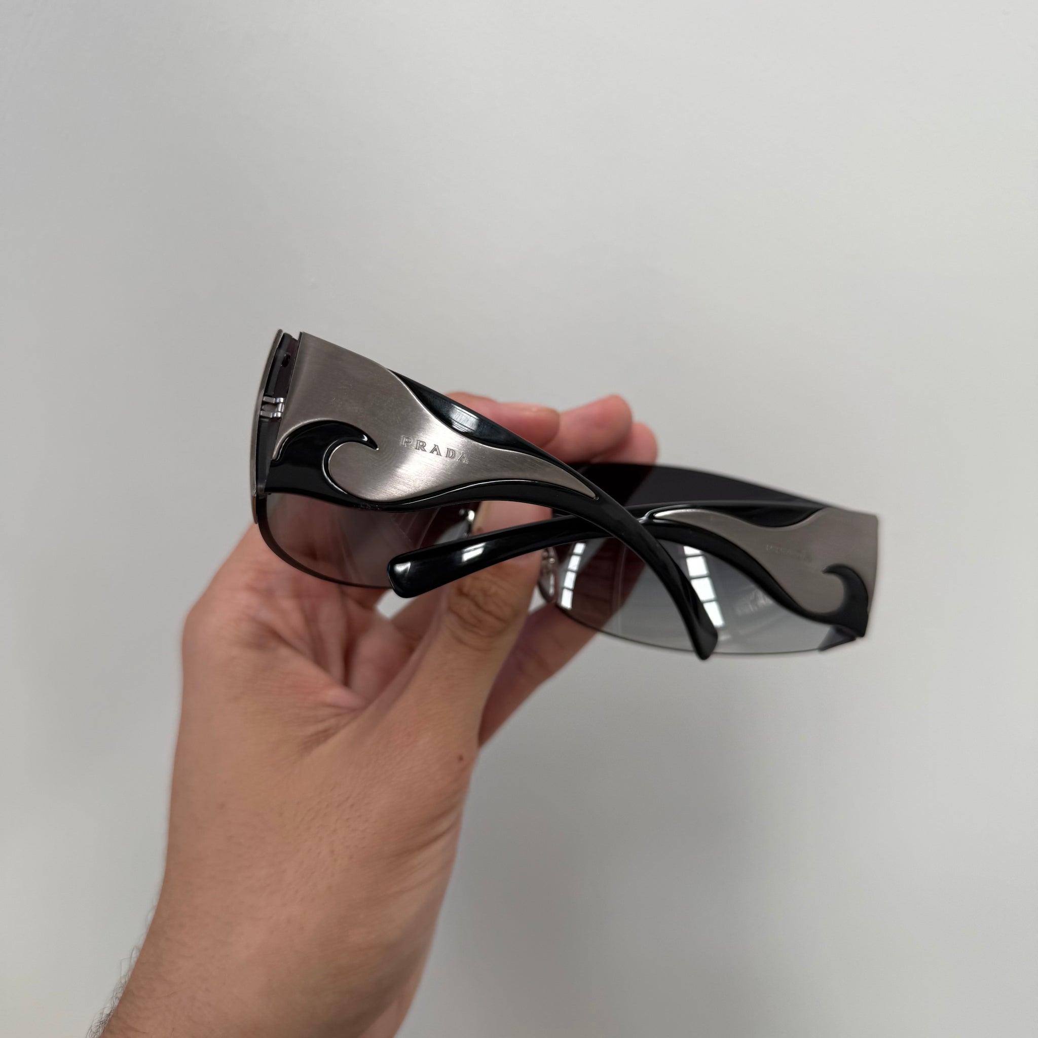Vintage Prada Rectangle Wrap Flame Design Sunglasses